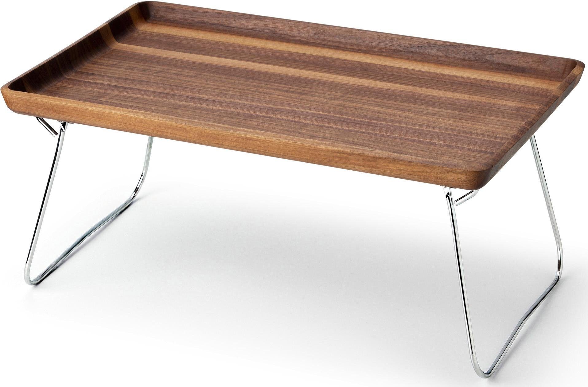 Continenta Tablett, Walnuss-Holz, verchromte Füße, Made in Germany