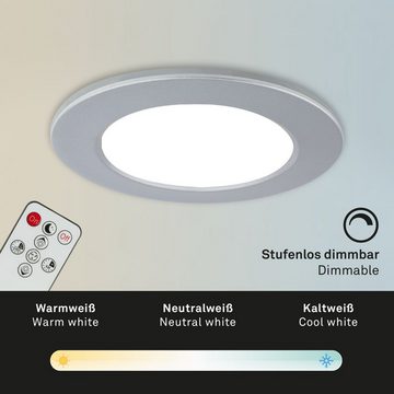 Briloner Leuchten LED Einbauleuchte 7034-034, Spritzwasserschutz, CCT Farbtemperatursteuerung, Fernbedienung, dimmbar, Timer, Nachtlicht, Speicherfunktion, LED fest verbaut, Farbwechsler, Kaltweiß, Neutralweiß, Tageslichtweiß, Warmweiß, Einbauleuchten Bad, 92x45 mm, Chrom-Matt, 4,8W, Badezimmer, Flur