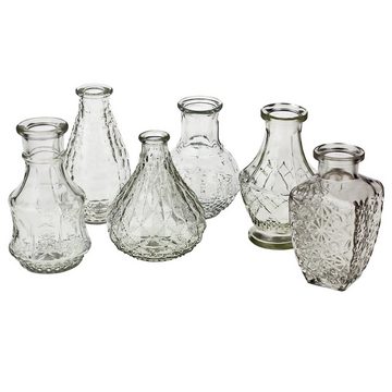 Annastore Dekovase 12 x Vasen aus Glas Dekovasen, Glasvasen, Dekogläser (6 St), H 12 - 14 cm, Deko Glas Vintage Glasflaschen
