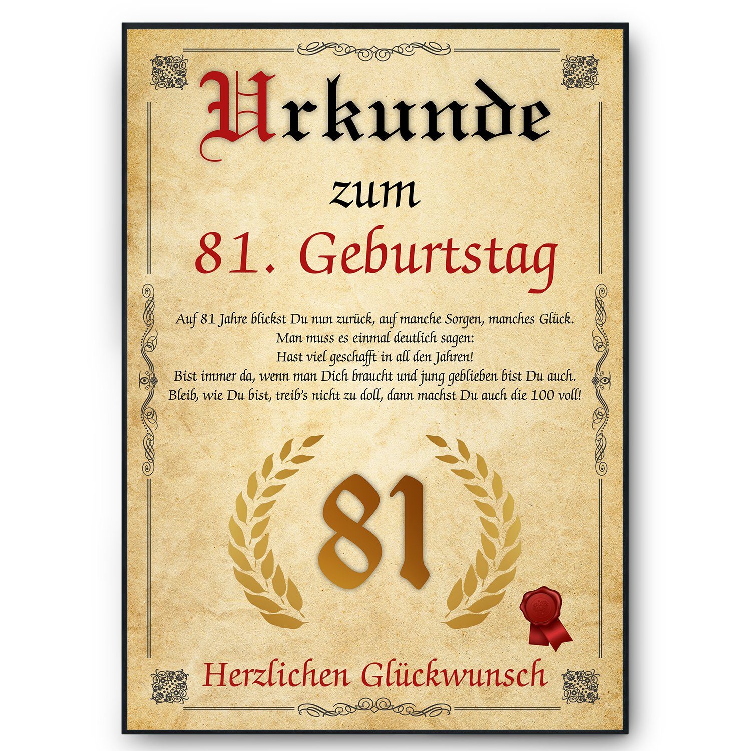 Tigerlino Poster Urkunde zum Geburtstag Mann günstig online kaufen