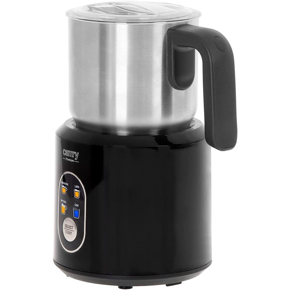 Camry Milchaufschäumer CR 4498, 1000W, 350 ml, Aufschäumen und Erhitzen, Edelstahl, schwarz