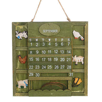 MAGICSHE ewige Kalender Grüner Hängekalender,Holz Wanddekoration, Wandkalender Bastelkalender