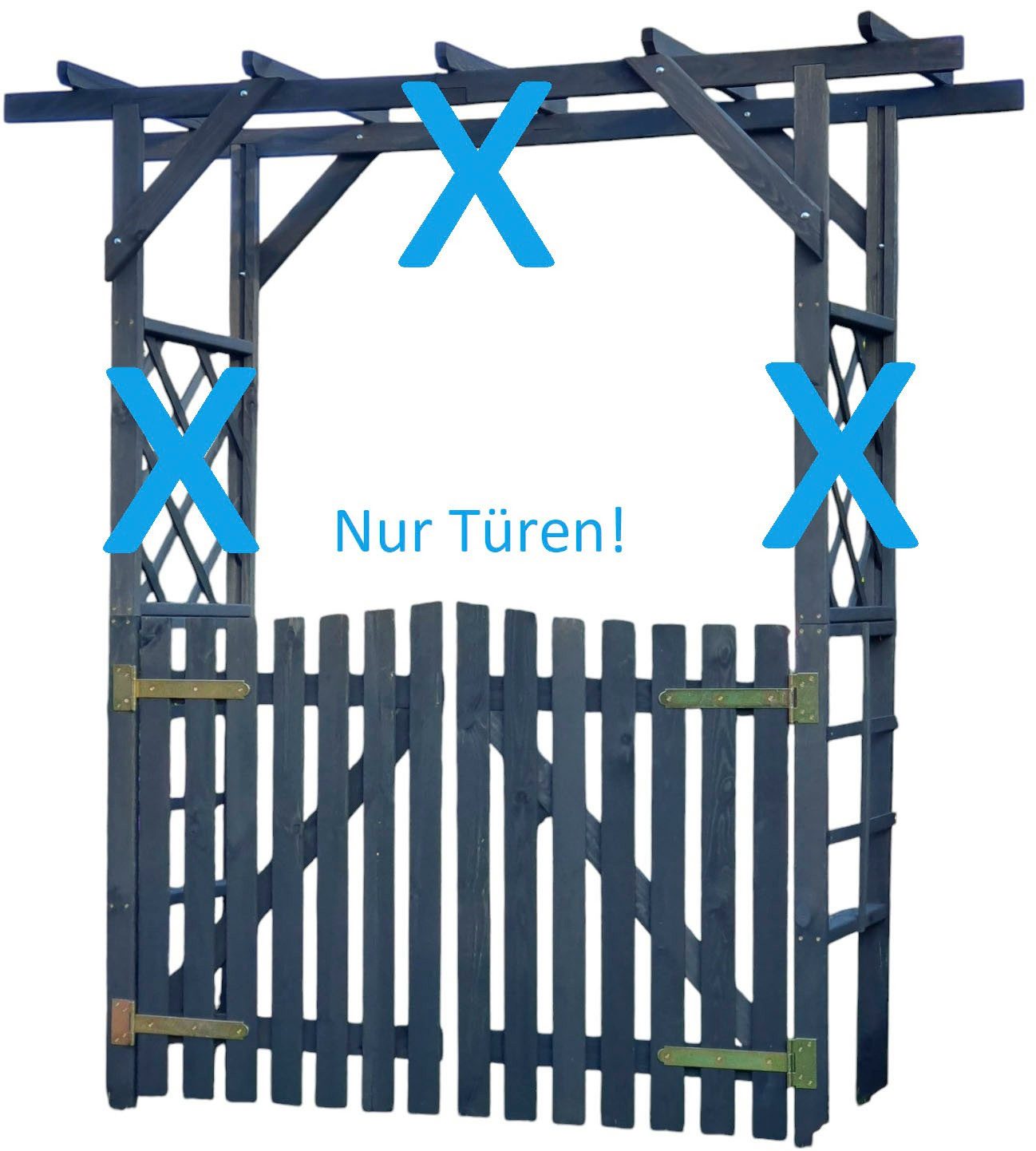 promadino Gartentor Türen für die Pergola Ben, Material: Kiefer massiv, imprägniert. Maße: B129xH100cm