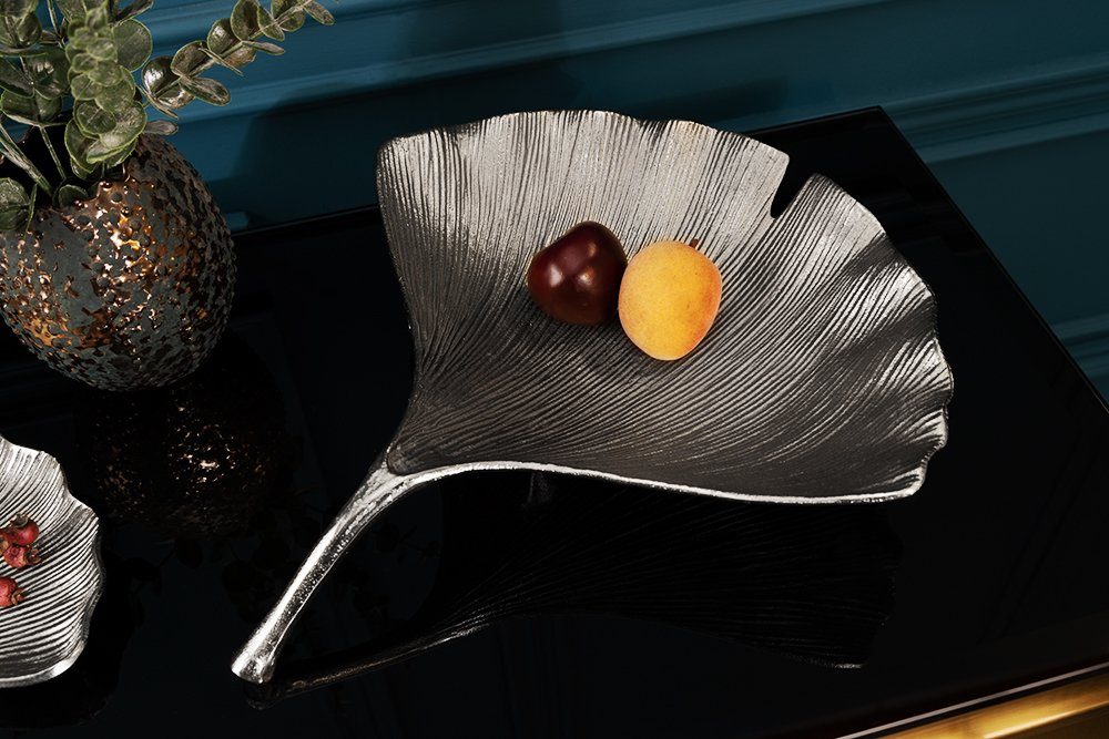 riess-ambiente Dekoschale GINKGO (Einzelartikel, handmade Obst silber 1 · Boho 42cm · Wohnzimmer · Metall · St)
