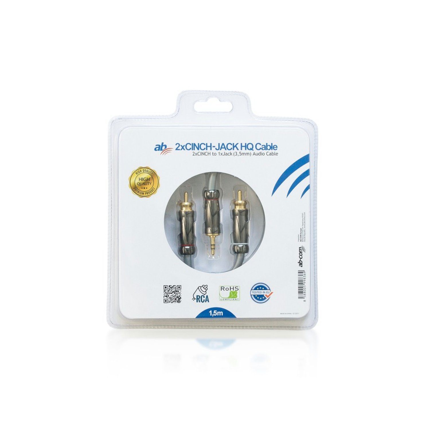 ab-com KAB AB HQ JACKCINCH Audio-Kabel, (150 cm), AB HQ Jack 3,5 - CINCH 1,5m / KAB AB HQ JACKCINCH