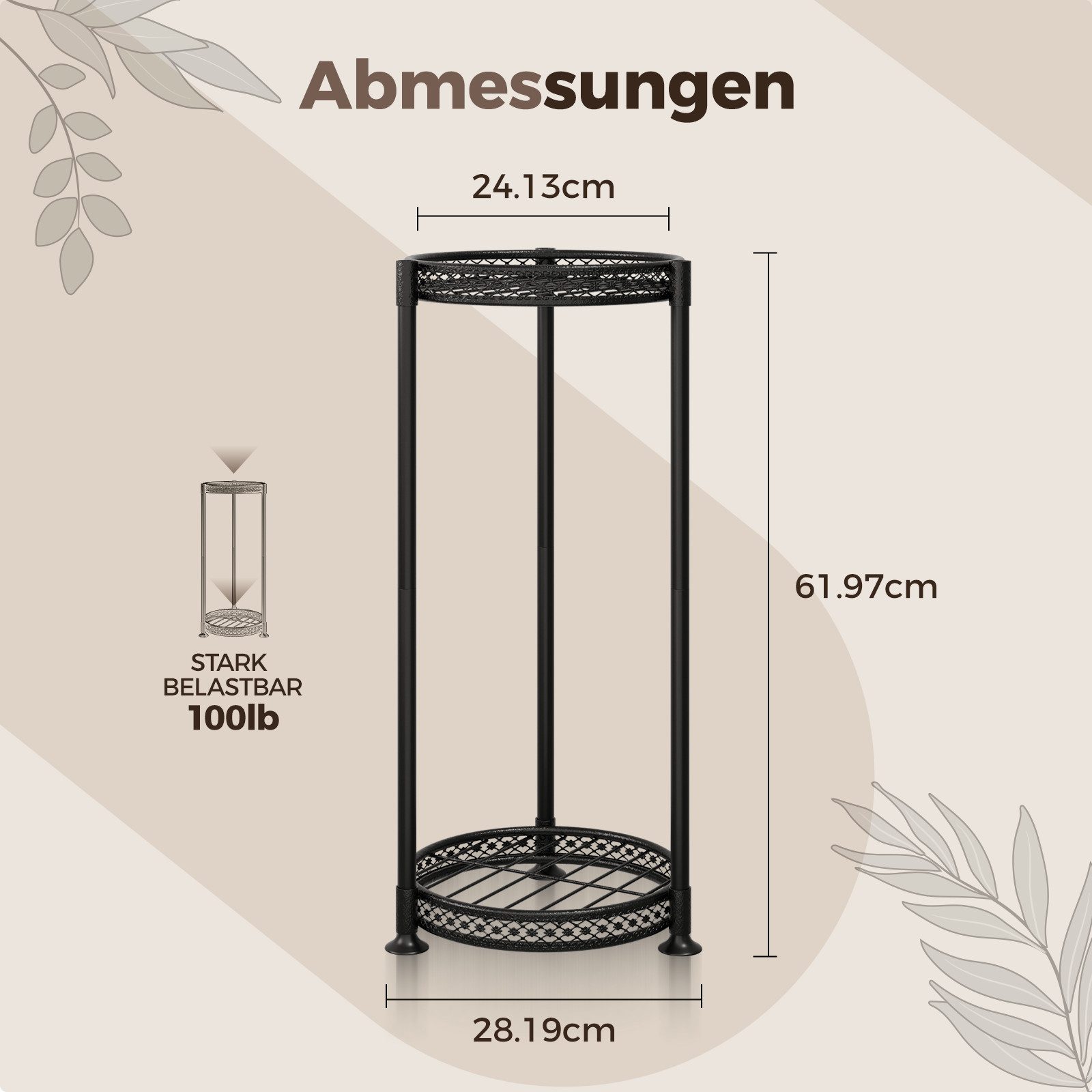 Bamworld Blumenständer Hoher Metallpflanzenständer 2-fach mit Blütenrand (1 günstig online kaufen