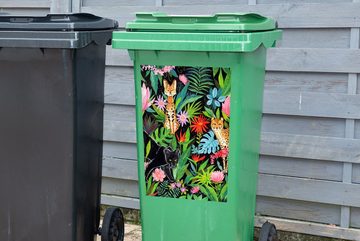 MuchoWow Wandsticker Dschungel - Tiere - Pflanzen (1 St), Mülleimer-aufkleber, Mülltonne, Sticker, Container, Abfalbehälter