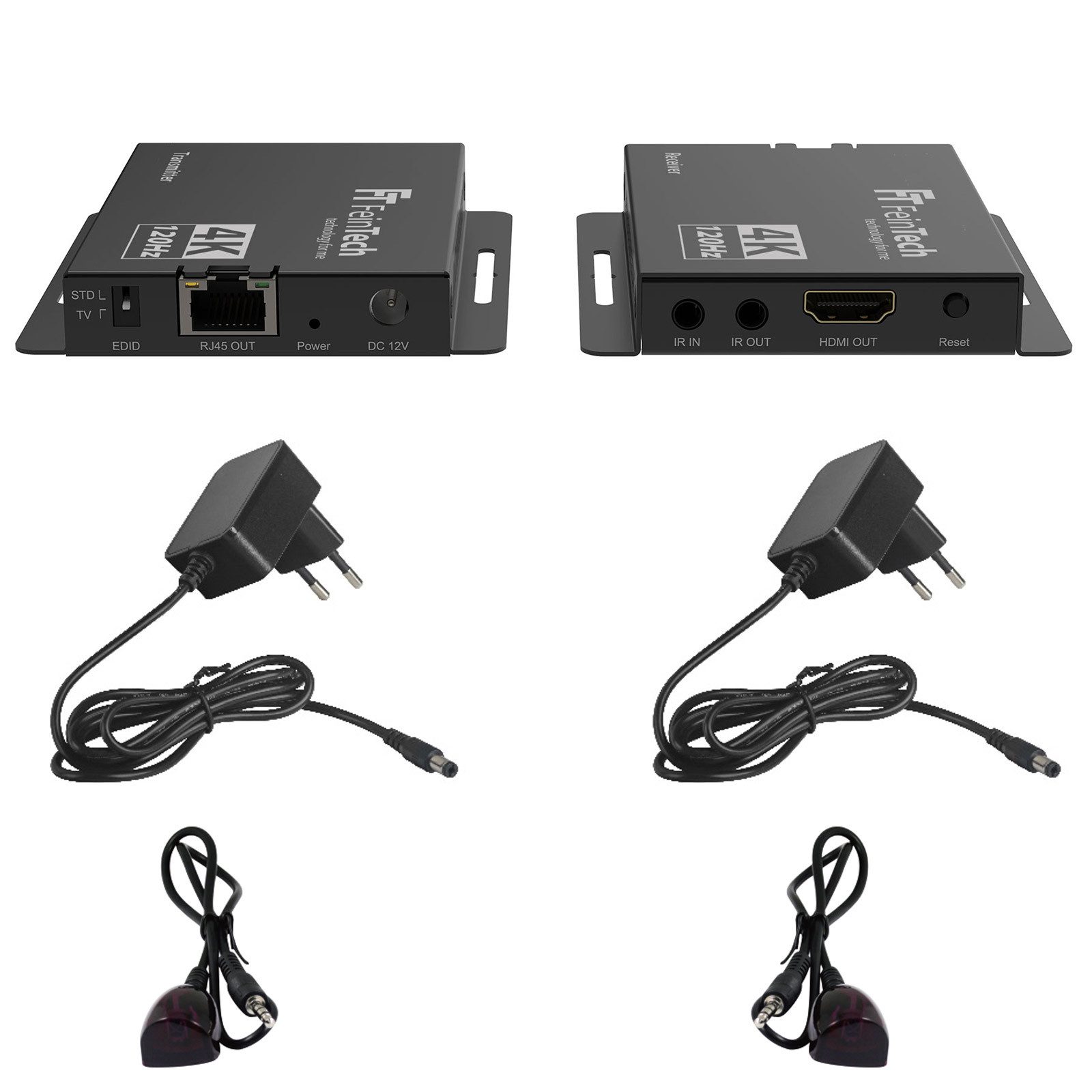 FeinTech HX240 HDMI 2.1 Extender 4K 120Hz via LAN-Kabel 30m HDMI-Adapter zu HDMI, RJ-45, überträgt bis 4K 120Hz HDR