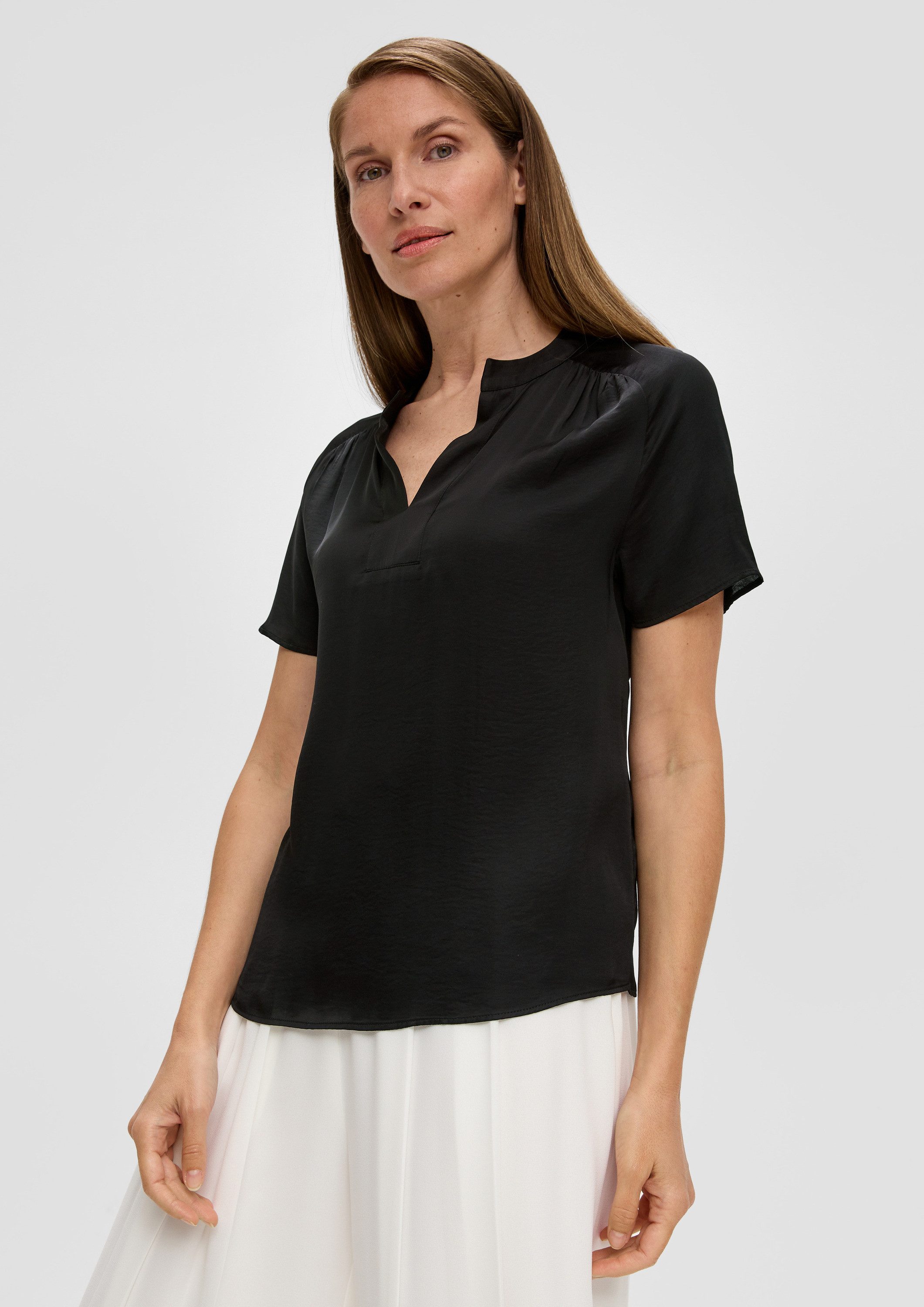 s.Oliver Kurzarmbluse Bluse Viskose-Bluse mit Tunika-Ausschnitt günstig online kaufen