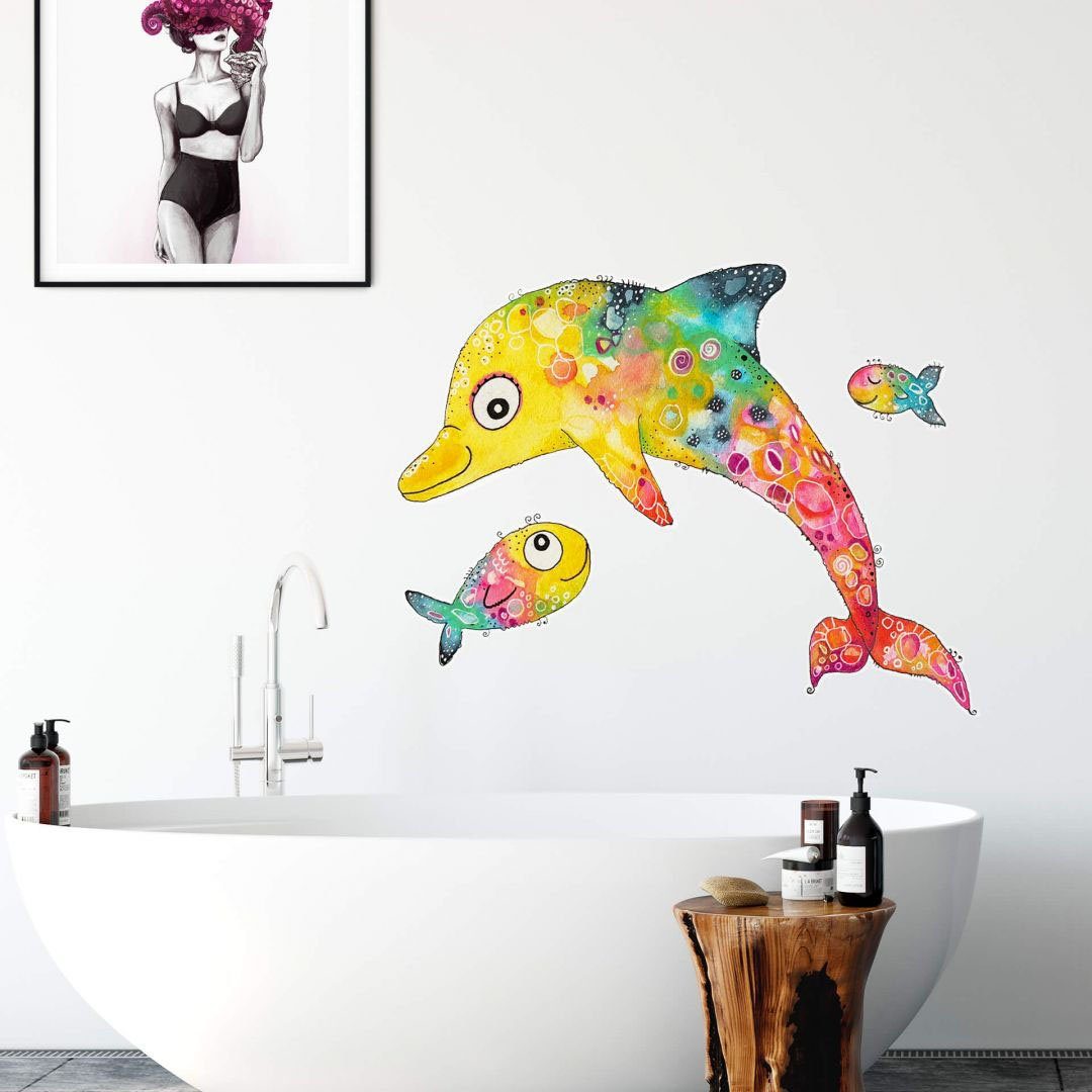 Wall-Art Wandtattoo Lebensfreude - Delfin Fische (1 St)