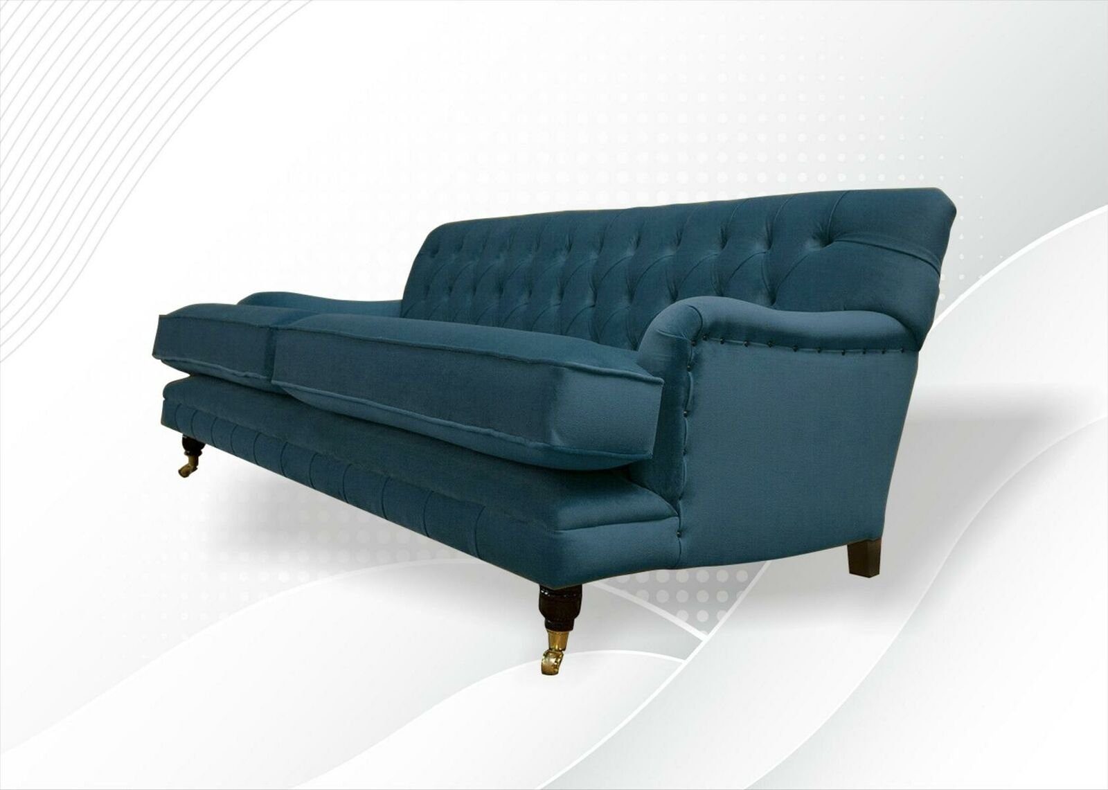 Sofas Neu Couchen Blau Wohnzimmer Textil Sofa JVmoebel Polster Chesterfield Stoff Chesterfield-Sofa, Design