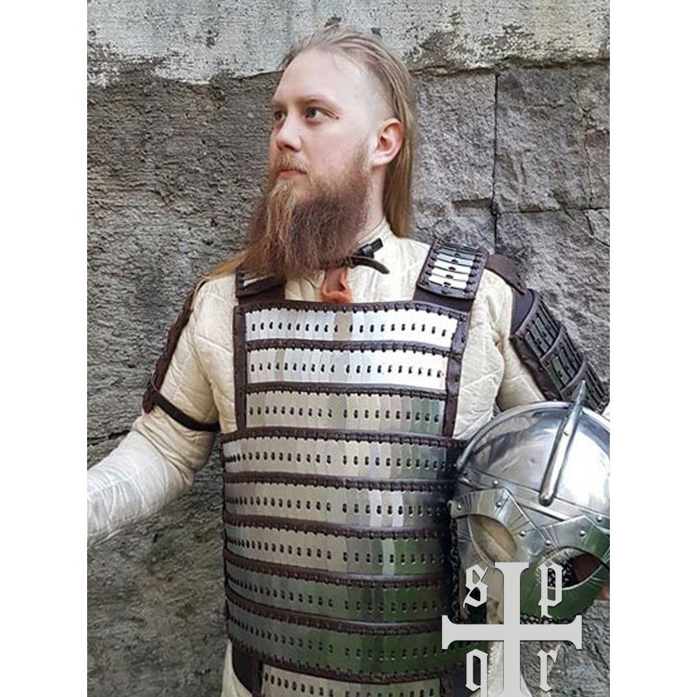 Battle Merchant Ritter-Kostüm Lamellenpanzer Typ Birka, Stahl und Leder