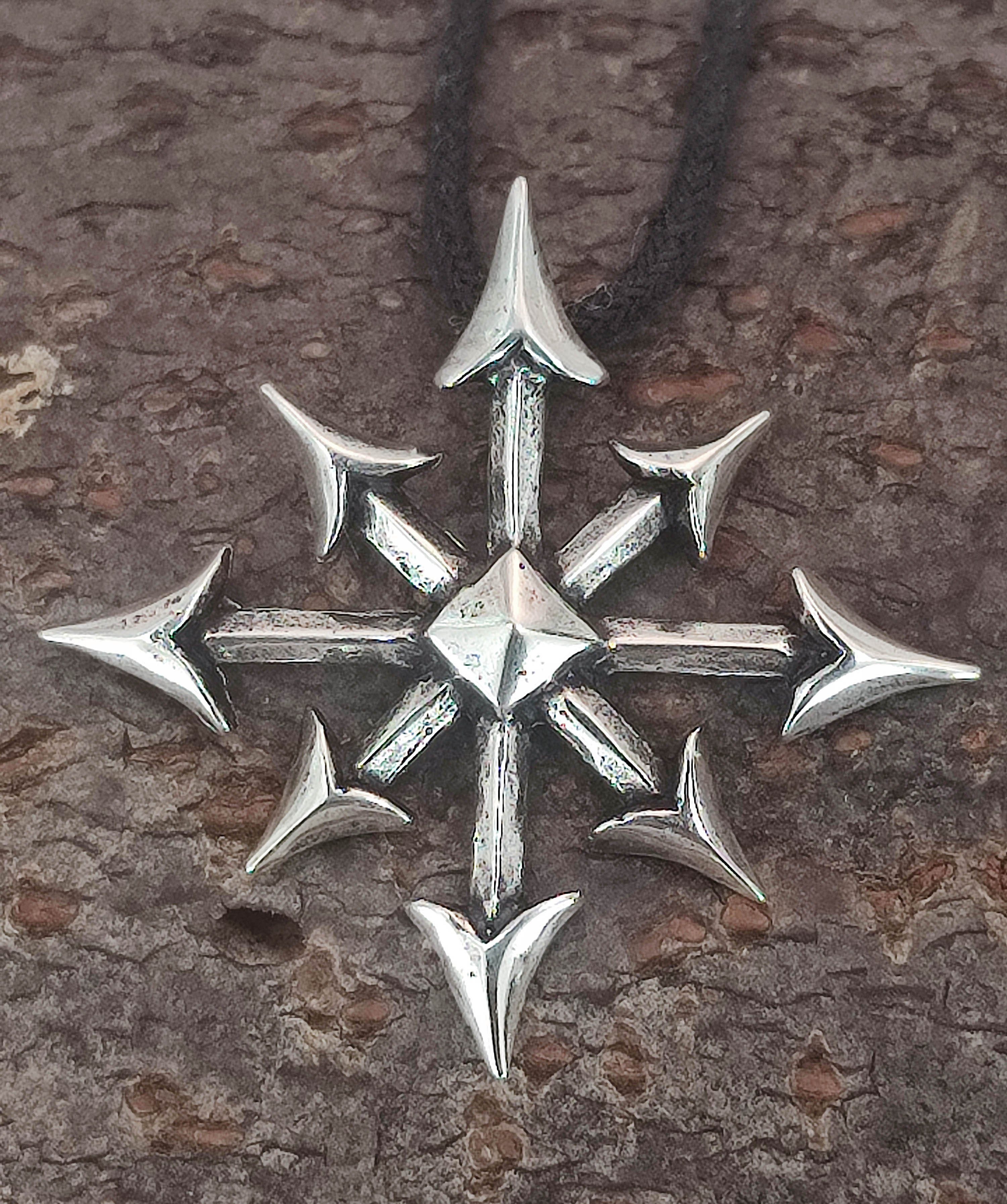 Si.59 Star (Sterlingsilber) Magie, Amulett 925 Chaosstern of Silber Leather Kettenanhänger Kiss Stern Chaos