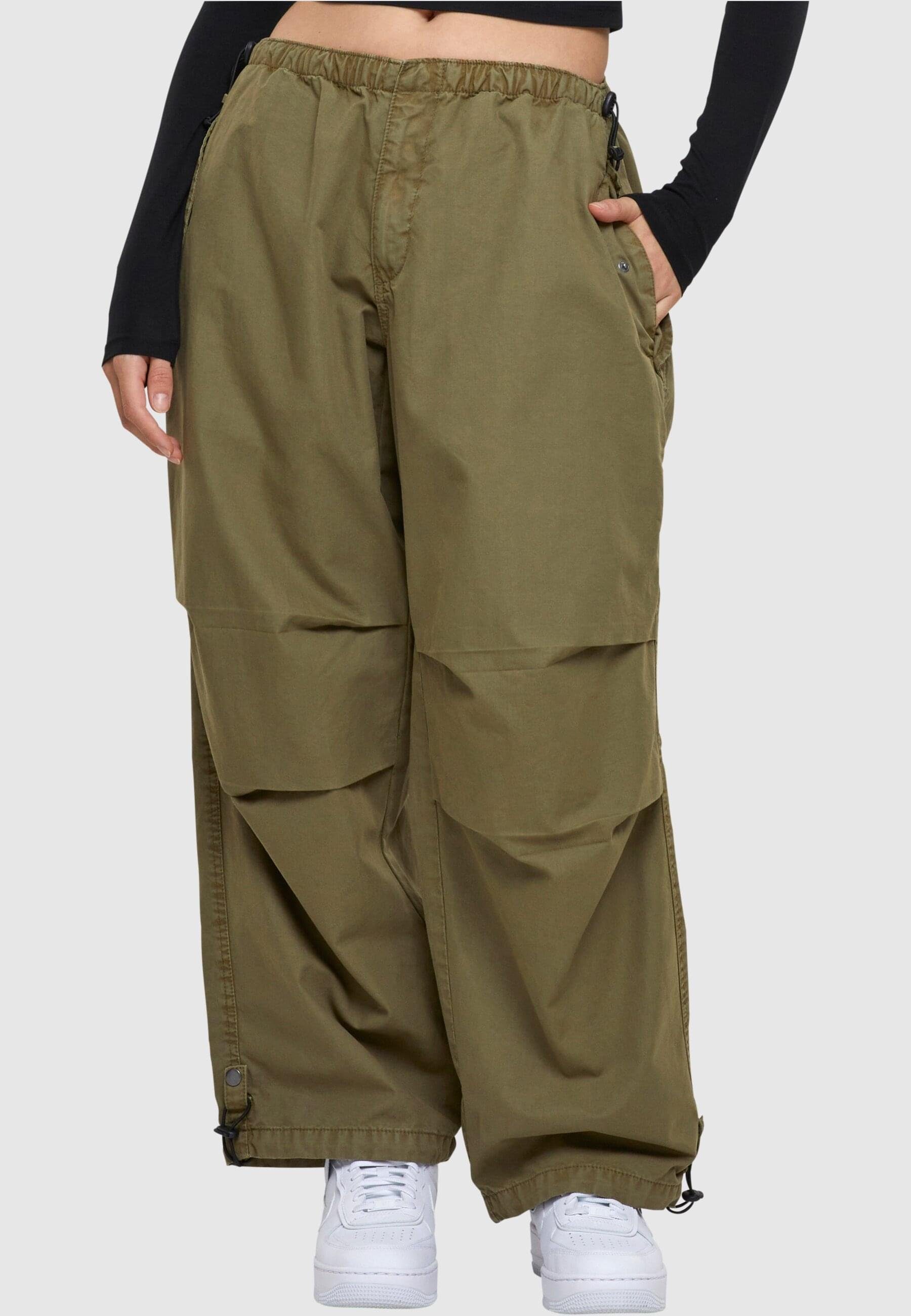 URBAN CLASSICS Jerseyhose Damen Ladies Cotton Parachute Pants (1-tlg) tiniolive