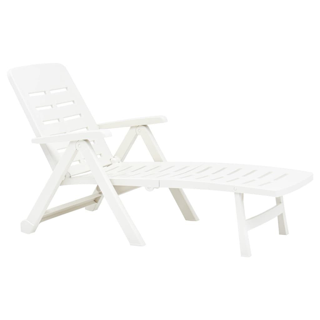 furnicato Gartenliege Sonnenliege Kunststoff Weiß 72x189x96 cm verstellbar und faltbar, Wetterfestes Gartenmöbel mit verstellbarer Lehne für die Terrasse
