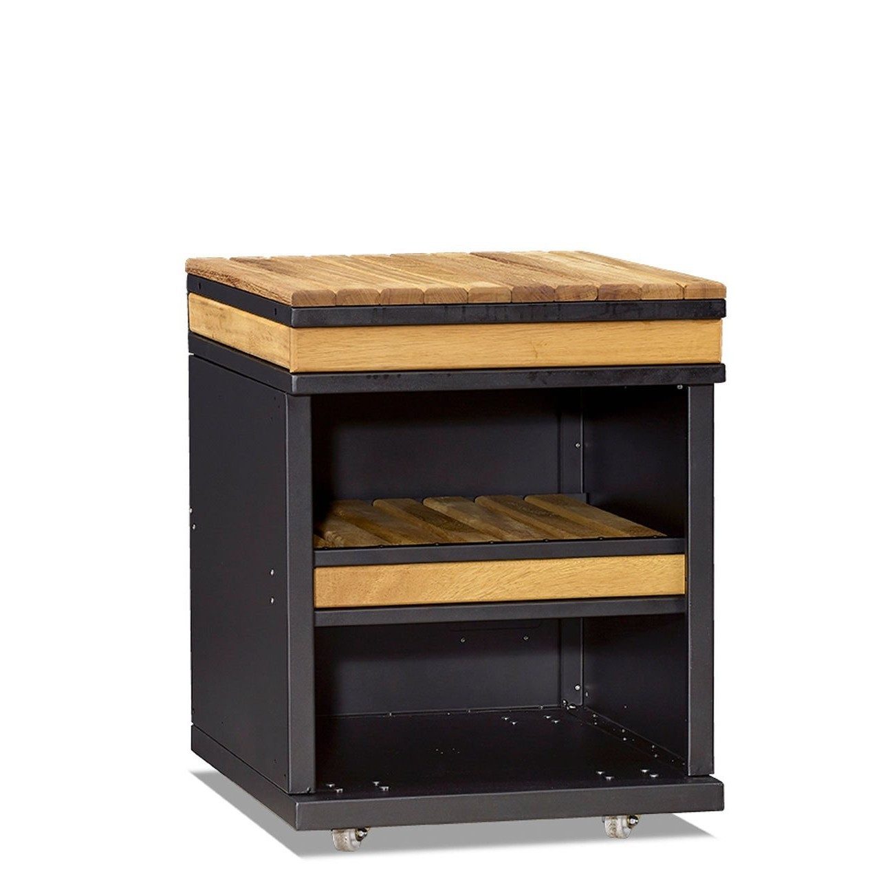 Xlmoebel Outdoor-Küche XLMOEBEL Außenküchenmodul Holz Edelstahl in Schwarz, Made in Europa
