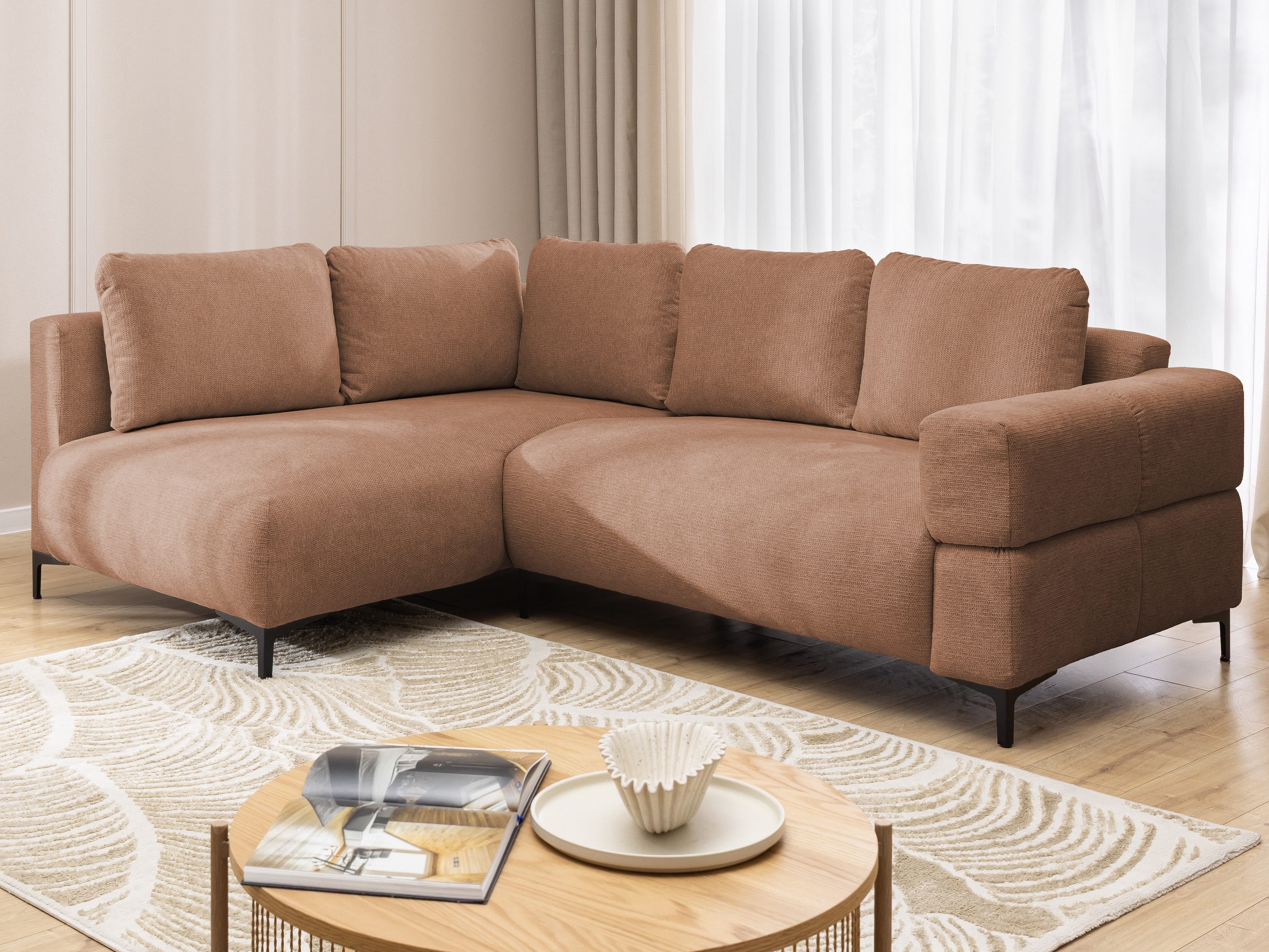 S-Style Möbel Ecksofa Cardea in Bubble-Optik aus weichem Strukturstoff mit hohem Sitzkomfort, mit Wellenfederung