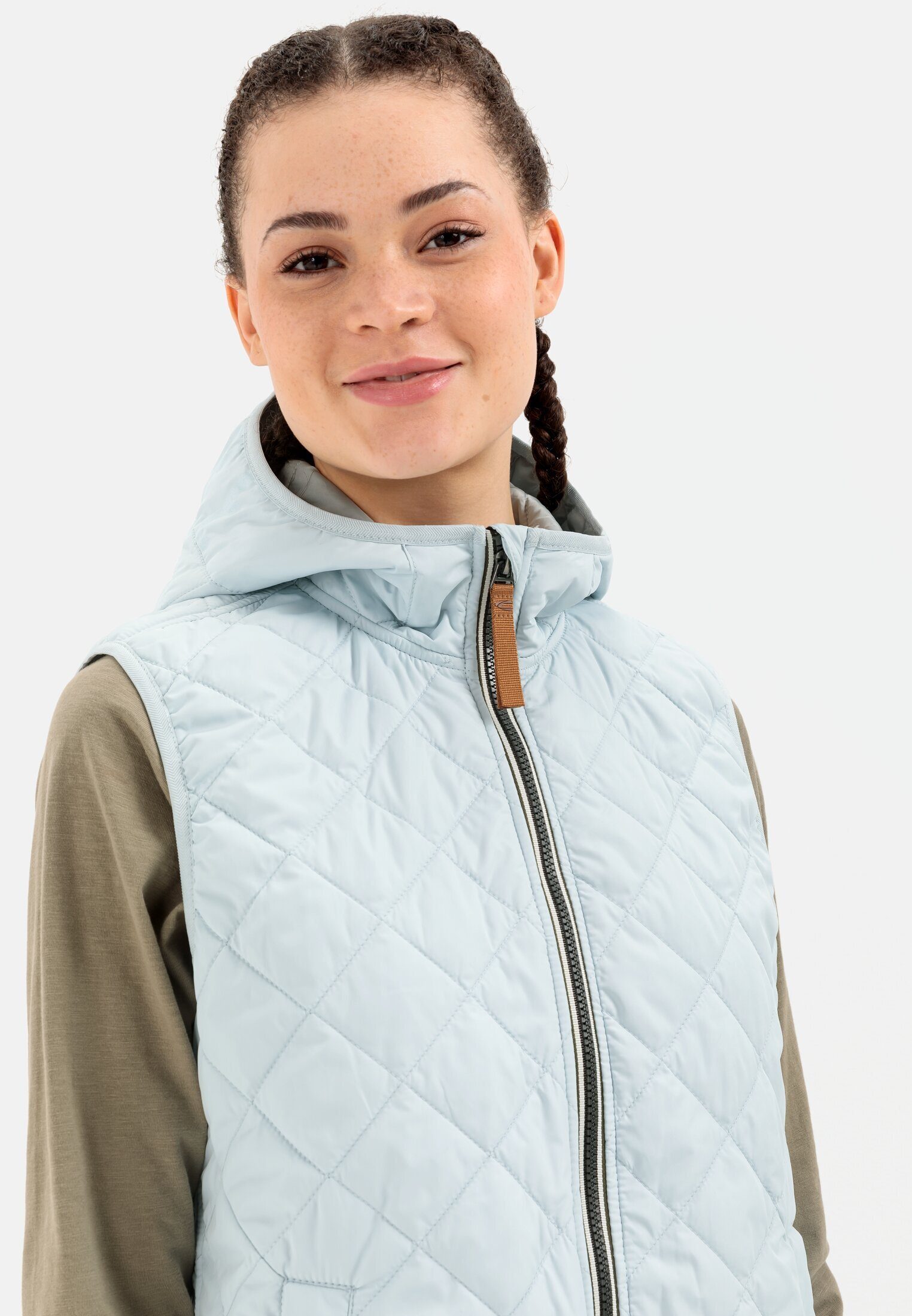 camel active Longweste aus recyceltem Polyester ärmellos Kapuze Reflektierende Details