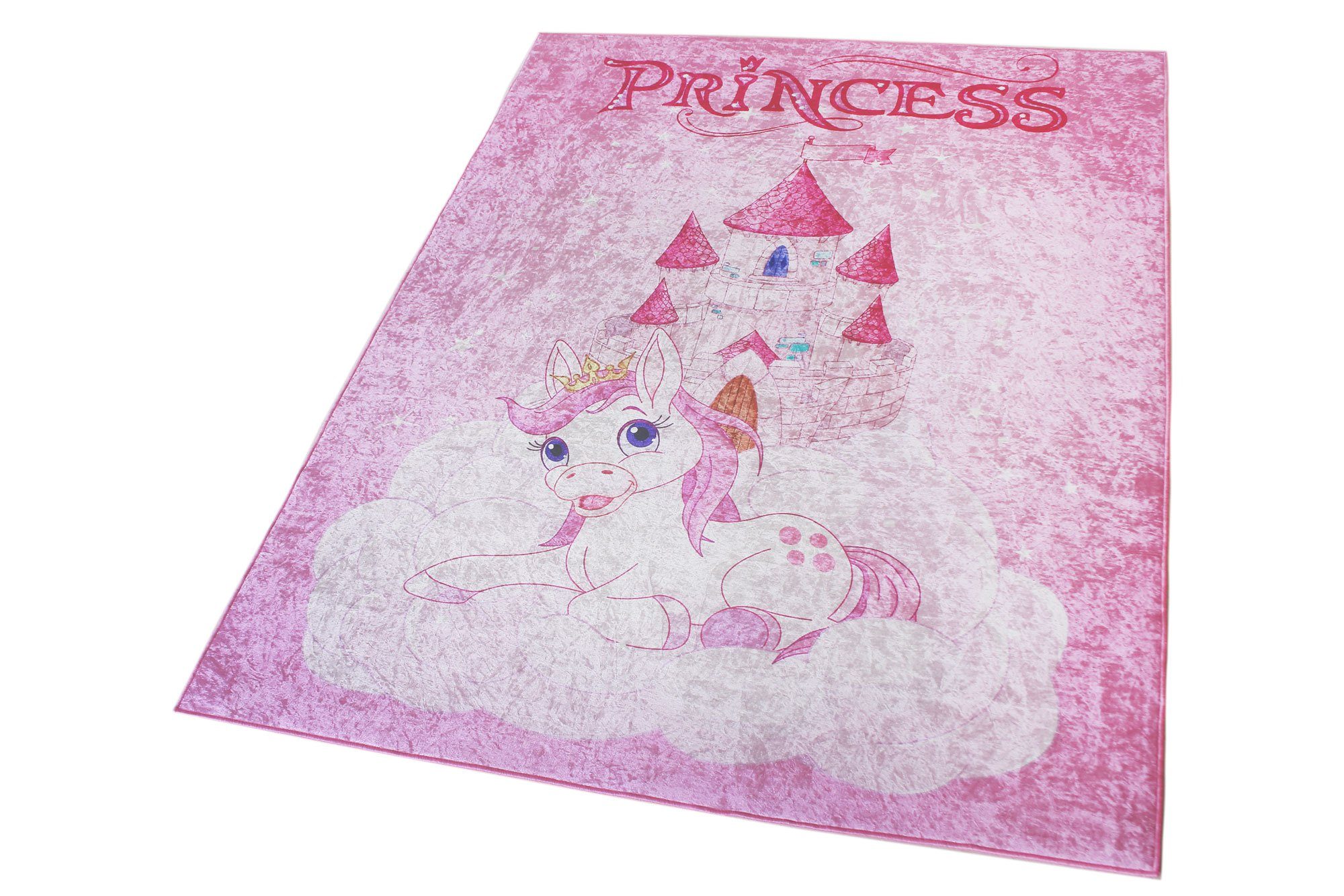 pink, Princess, sehr modern Teppich Oberfläche, Prinzessin, glänzende schön Höhe: Motiv: Kinderteppich 5 Schloß, mm, Teppich Design, Sehrazat, Pony, Rechteckig,
