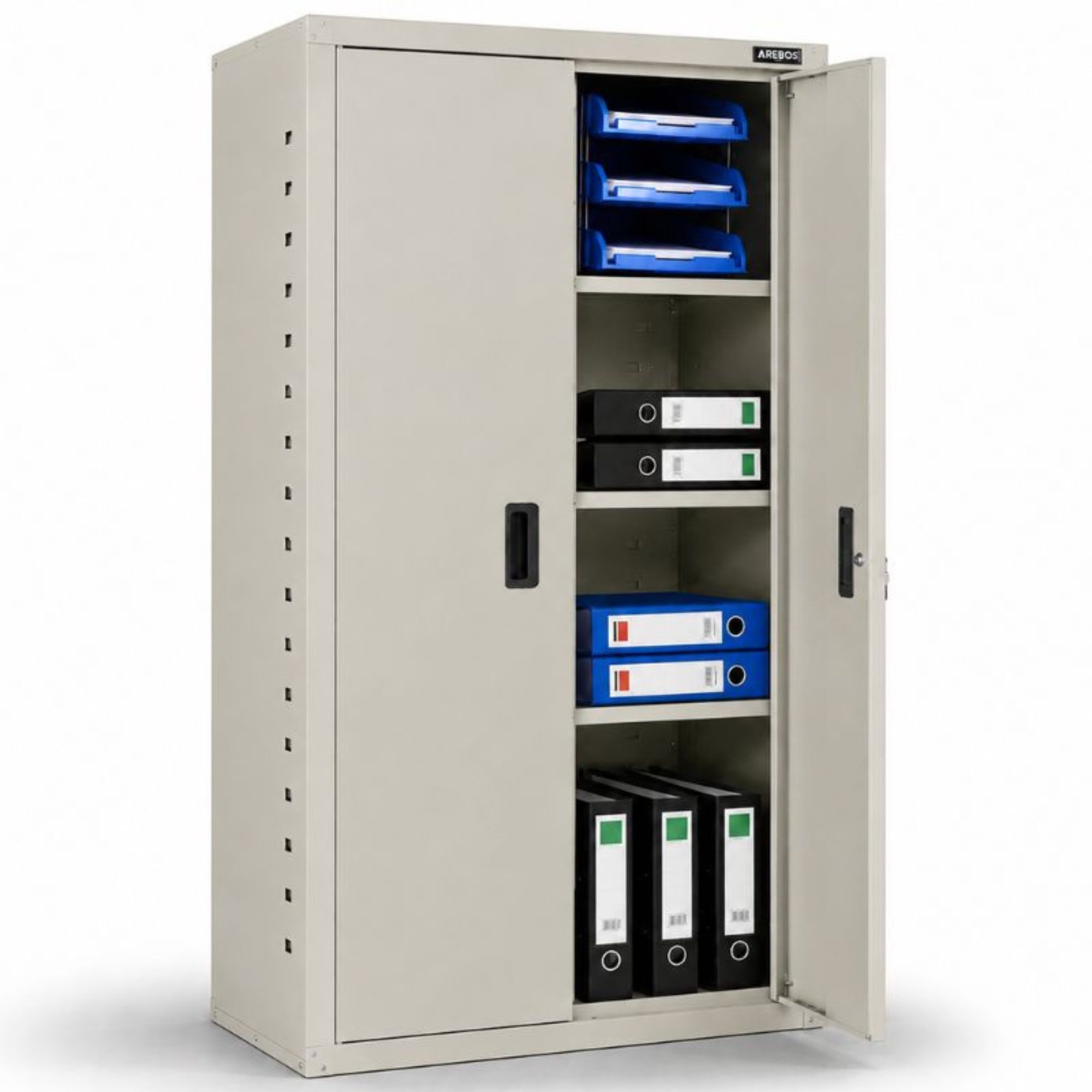 Arebos Aktenschrank Büroschrank Materialschrank Stahlschrank 140x90x40 cm (Stück, grau) Max. Belastbarkeit: 40 kg / je Fach