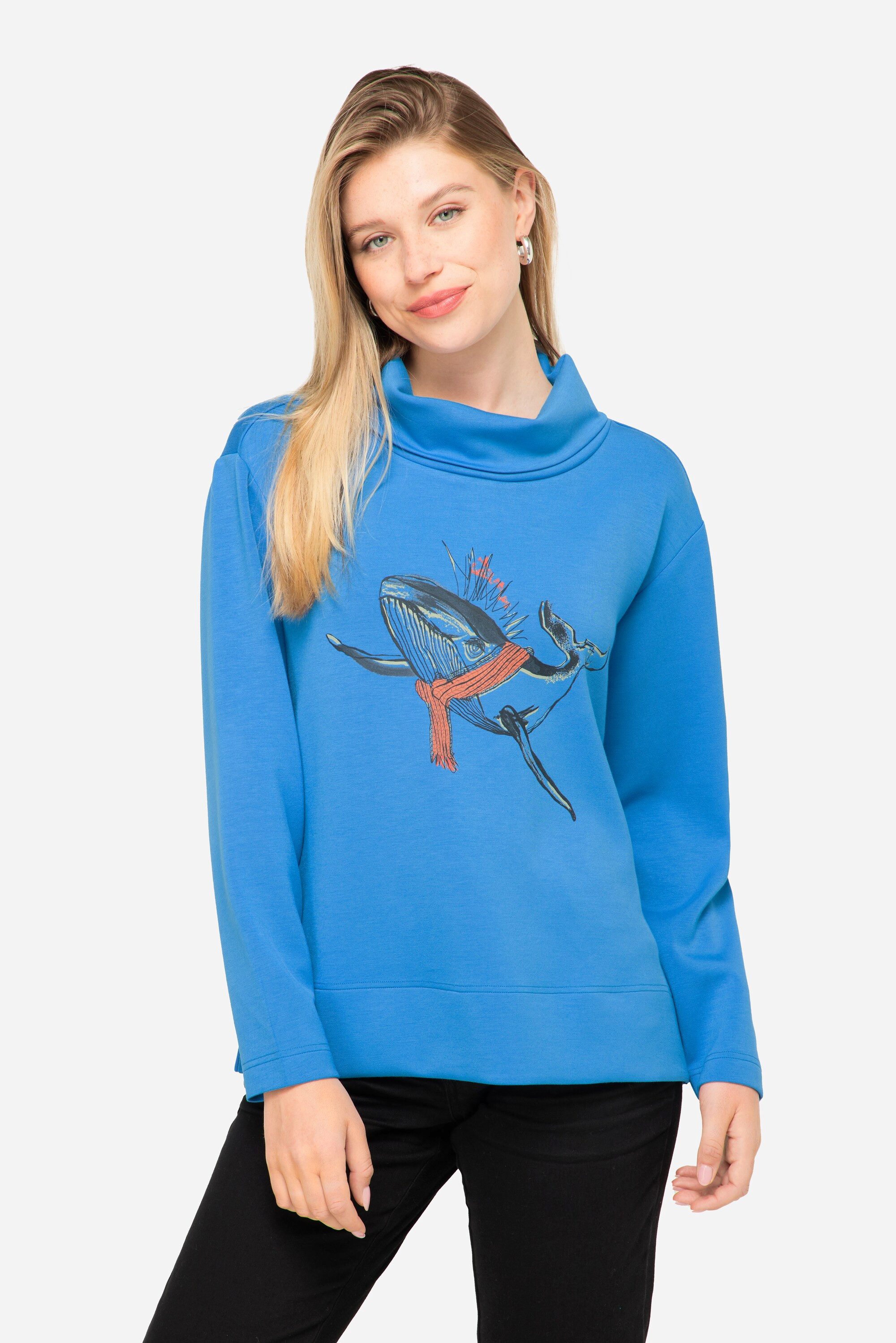 Laurasøn Sweatshirt Sweatshirt Wal-Print Rollkragen Langarm