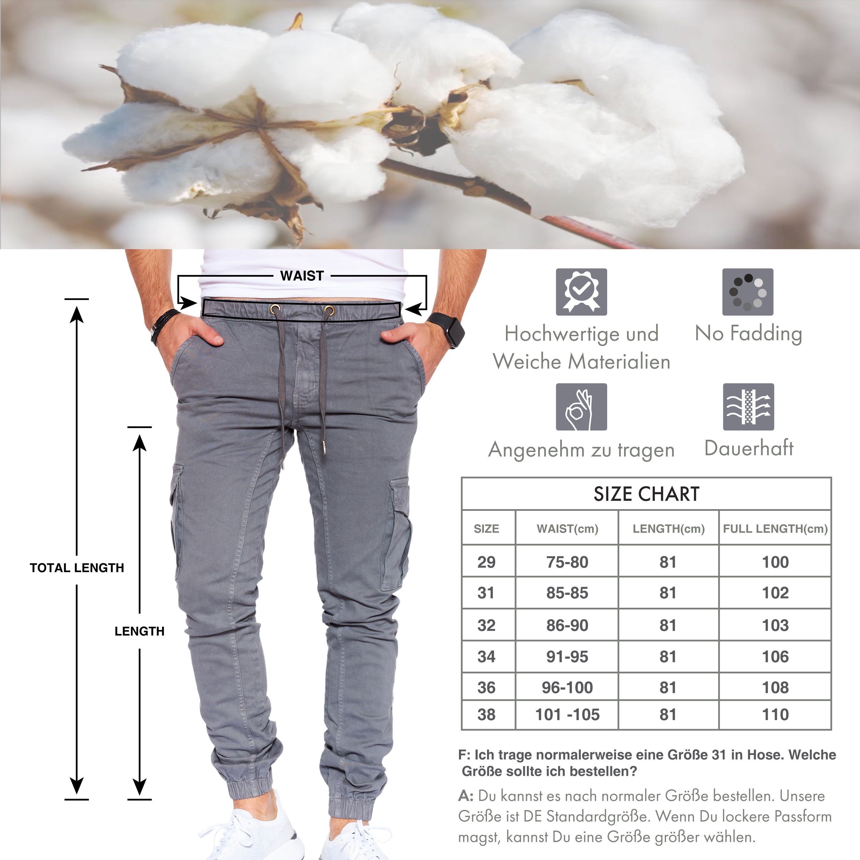 Styleko Cargohose Slim fit Cargohose Herren Cargohose männer Cargohose für Herren Jogger