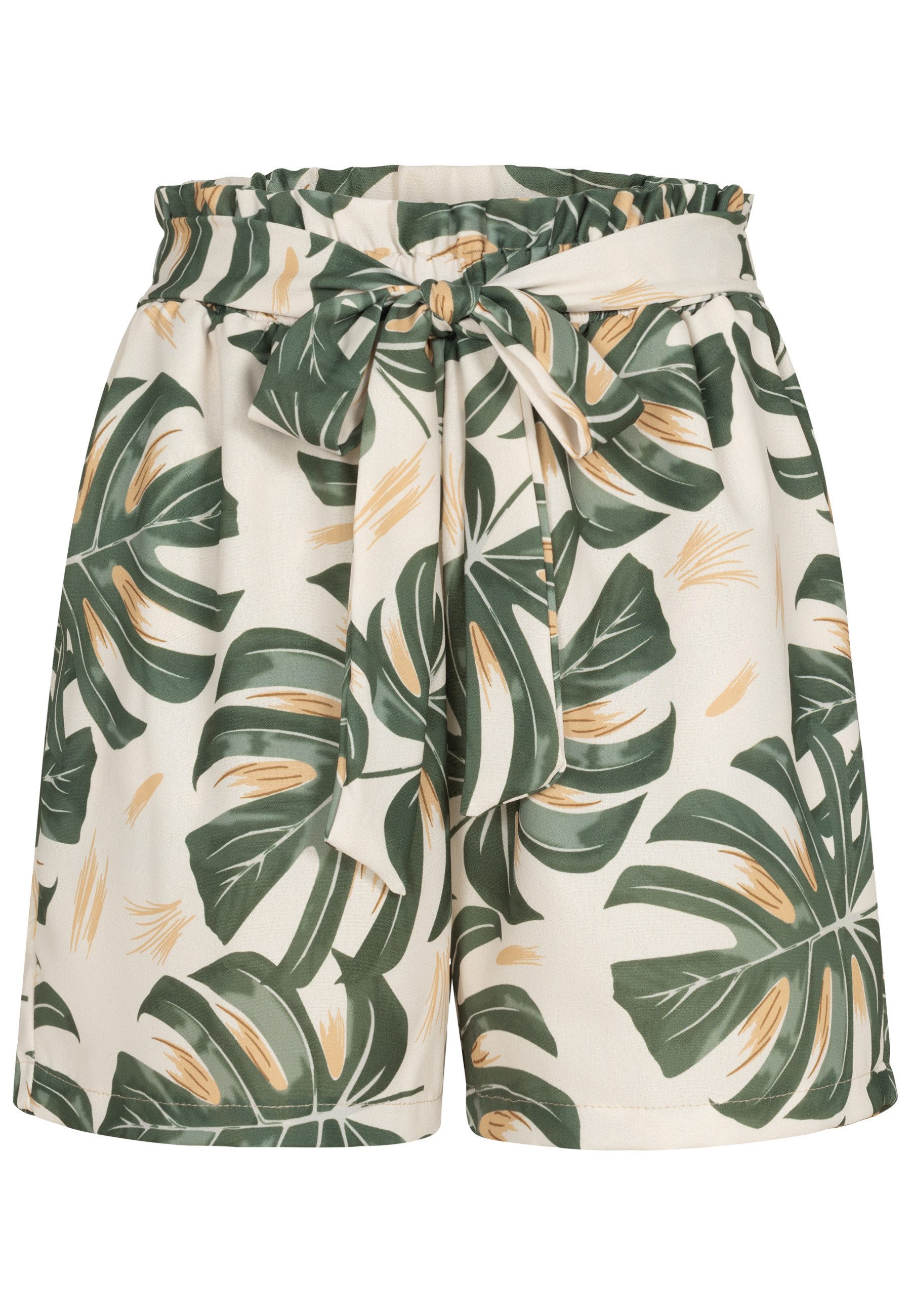 CLOUD 5IVE Shorts CLOUD 5IVE Paperbag Shorts with tie belt and palm print (1-tlg)