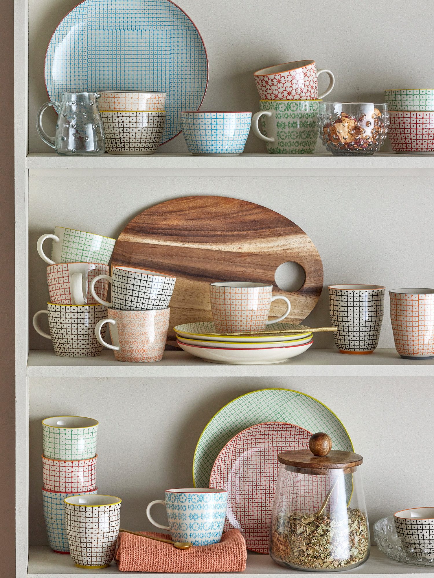 Bloomingville Tasse Bloomingville Carla Becher, Bunt, Steingut 4er Set