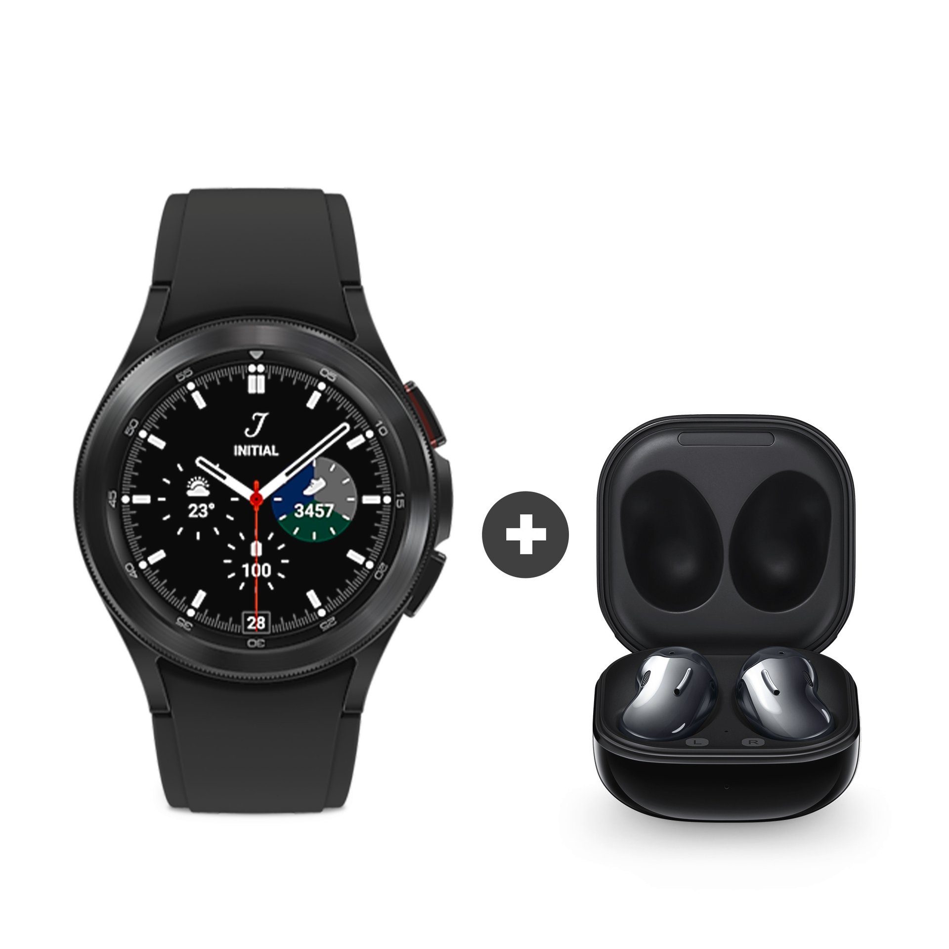 Set, Fitness Classic by Smartwatch Watch4 Galaxy Fitness Wear Gesundheitsfunktionen 2-tlg., Samsung (3,04 42 Tracker, cm/1,2 Google) mm OS Zoll, Uhr, Live, Buds