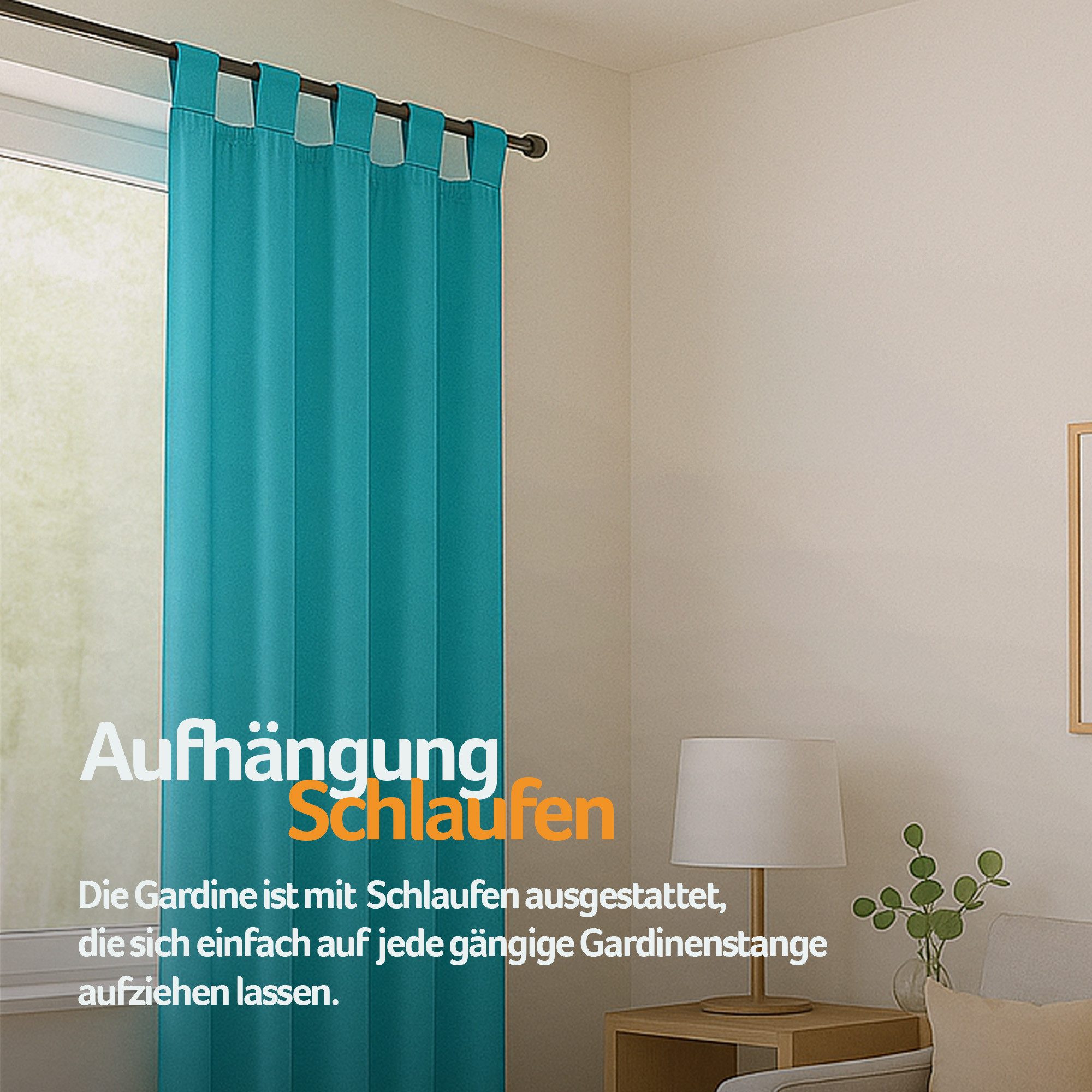 Bestlivings Vorhang "Ellen" mit Schlaufen (1 St), Schlaufen, blickdicht, einfarbig, waschbar bei 30°C, bügelleicht, trocknergeeignet – Bild 3 von 5