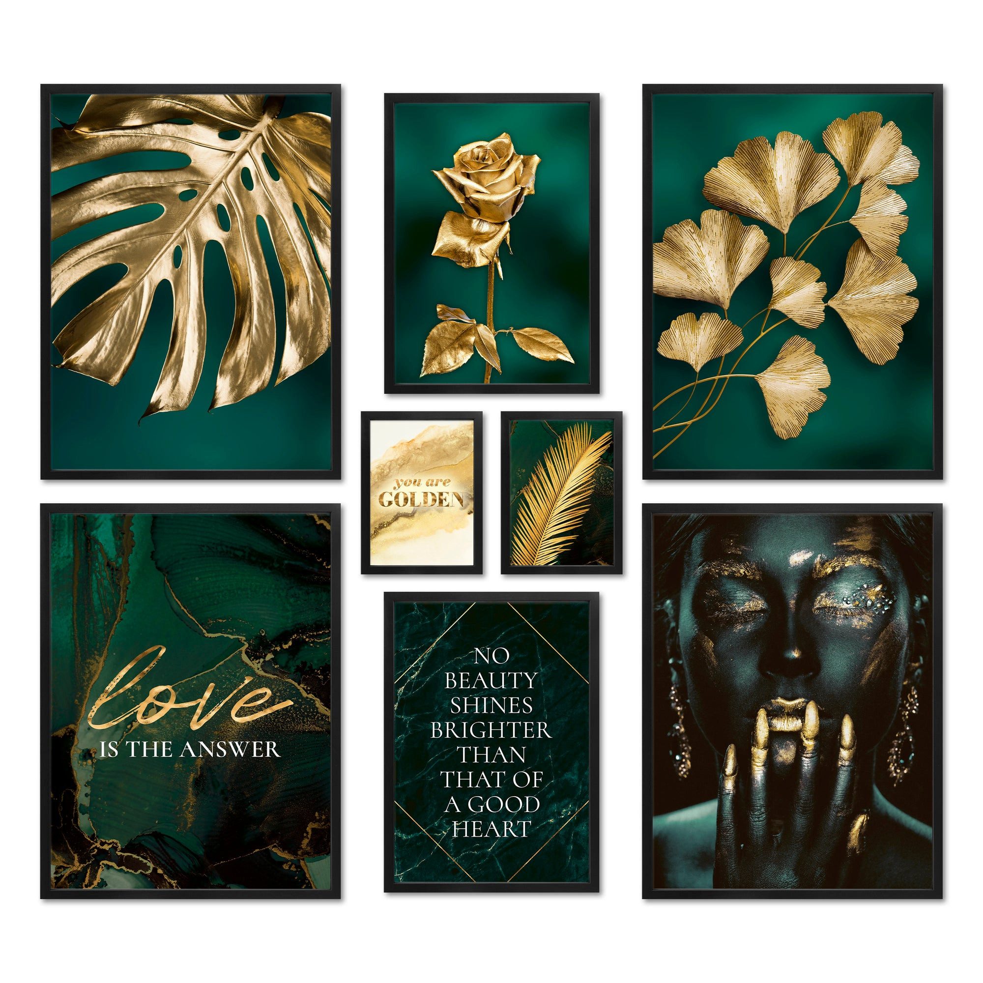 ARTFAVES Bilder-Collage Poster Set - GOLDEN LEAVES I Pflanzen Wandbilder Gr günstig online kaufen