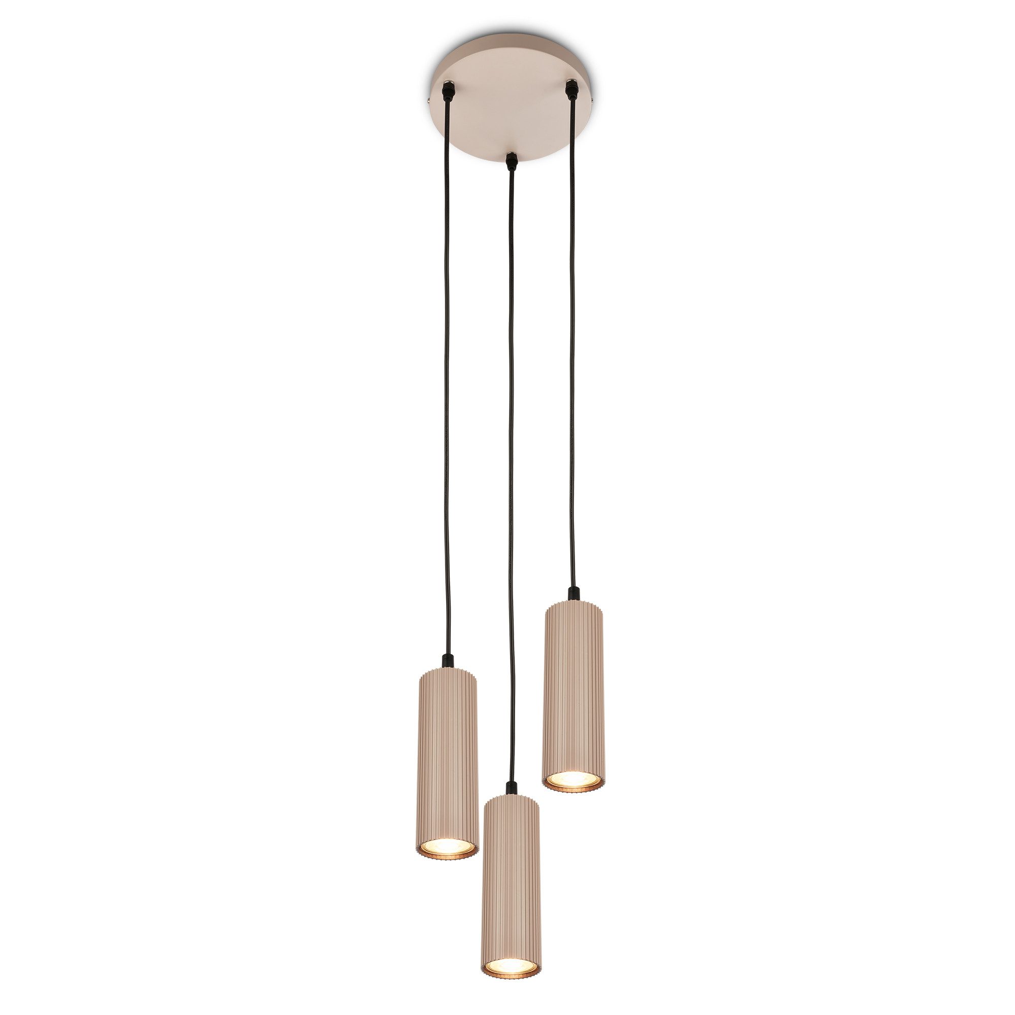 Briloner Leuchten LED Pendelleuchte Hängelampe Höhenverstellbar GU10 Riffle-Optik, 3-Flammig, ohne Leuchtmittel, Abhängig vom Leuchtmittel, 20x120 cm, Esszimmer, Esstisch, Wohnzimmer