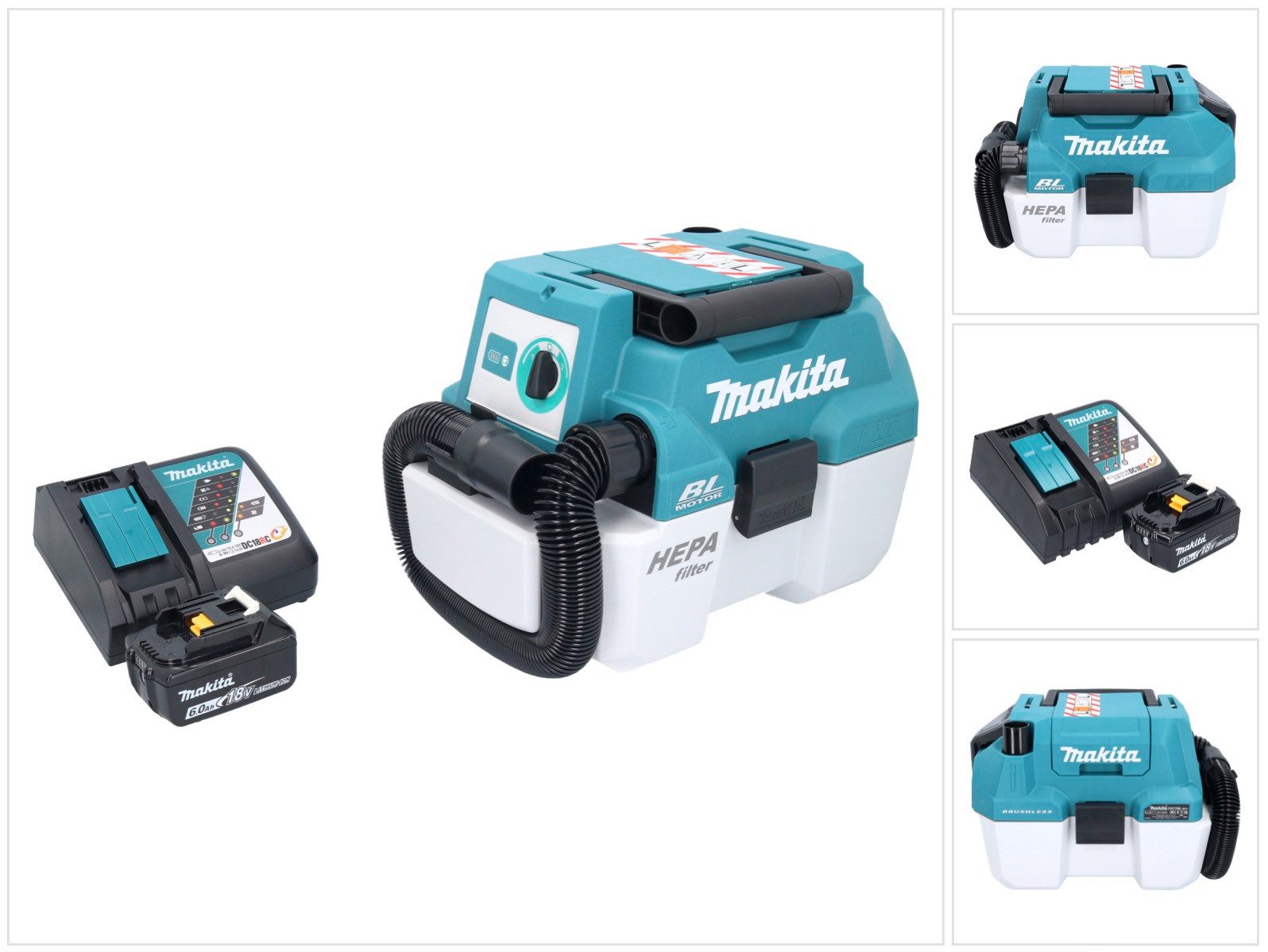 Makita Nass-Trocken-Akkusauger DVC 750 LRG1 Akku Пылесосы LXT 18 V 67 mbar 7,5 l Brushless + 1x A