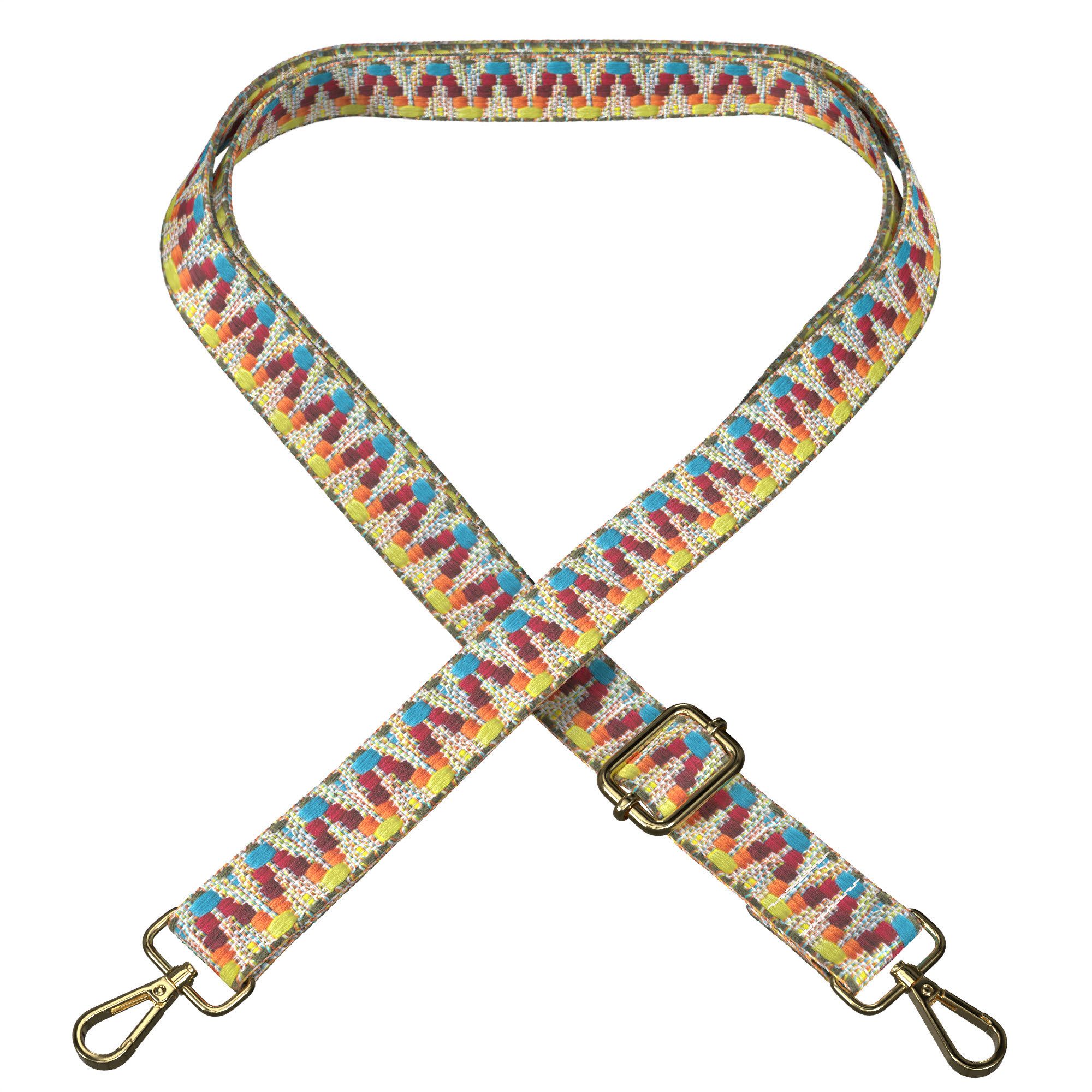 EAZY CASE Schulterriemen Ersatz Taschenriemen Boho Style Crossbody ZickZack Handytaschenband für Smartphone Bunt