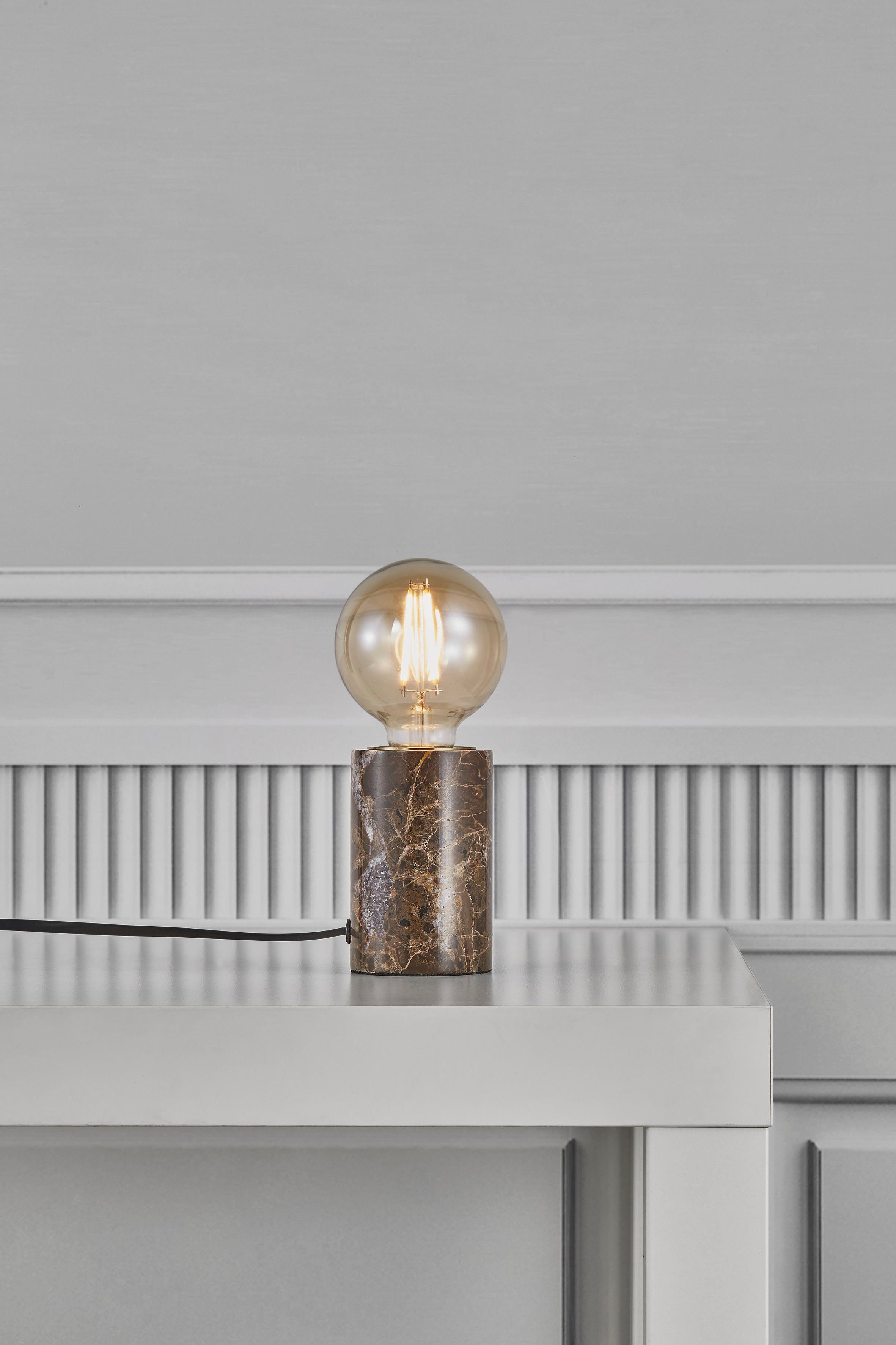Nordlux Tischleuchte Siv Marble, ohne Leuchtmittel, Natürlicher Stil, einzigartige Marmorstruktur, für E27 LED Leuchmittel | Tischlampen