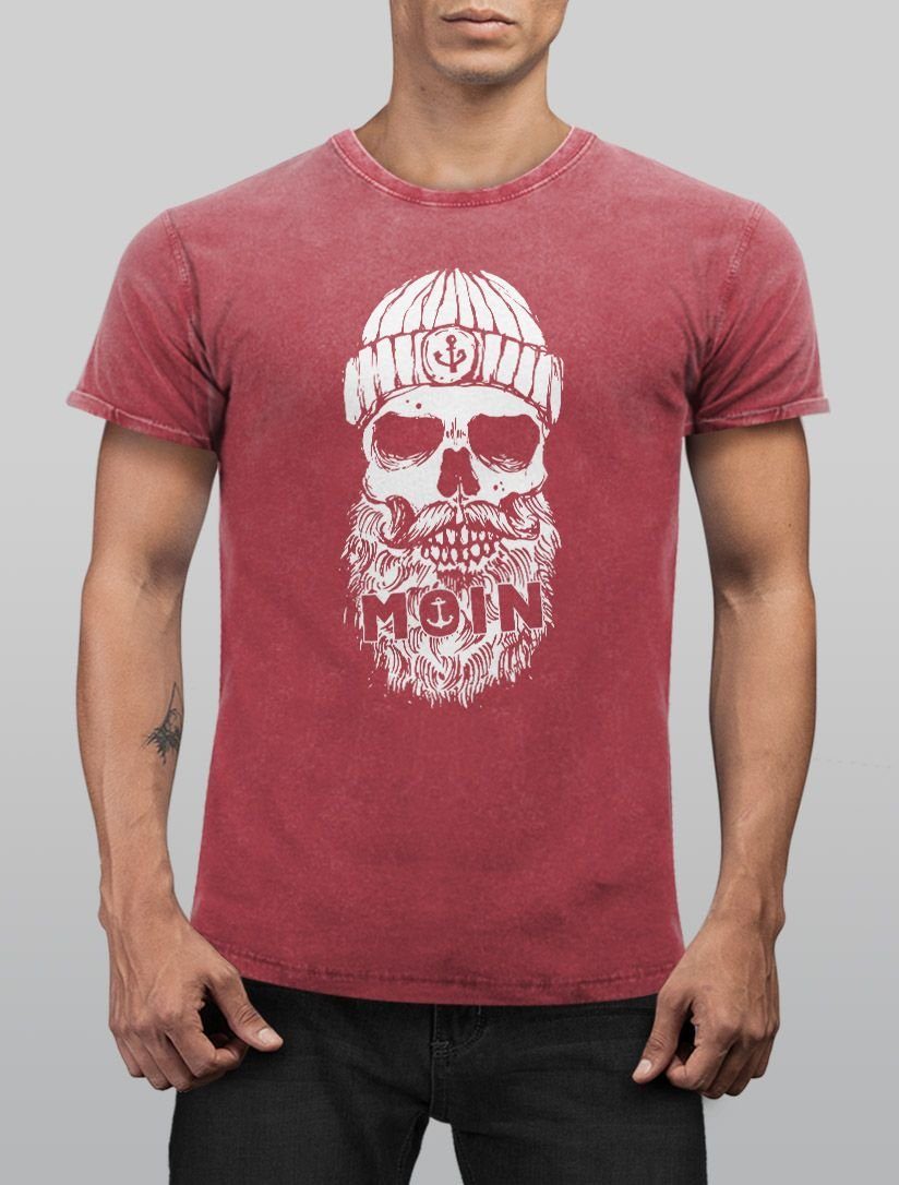 Neverless Print-Shirt Herren Vintage Shirt Moin Totenkopf Anker Skull Print günstig online kaufen