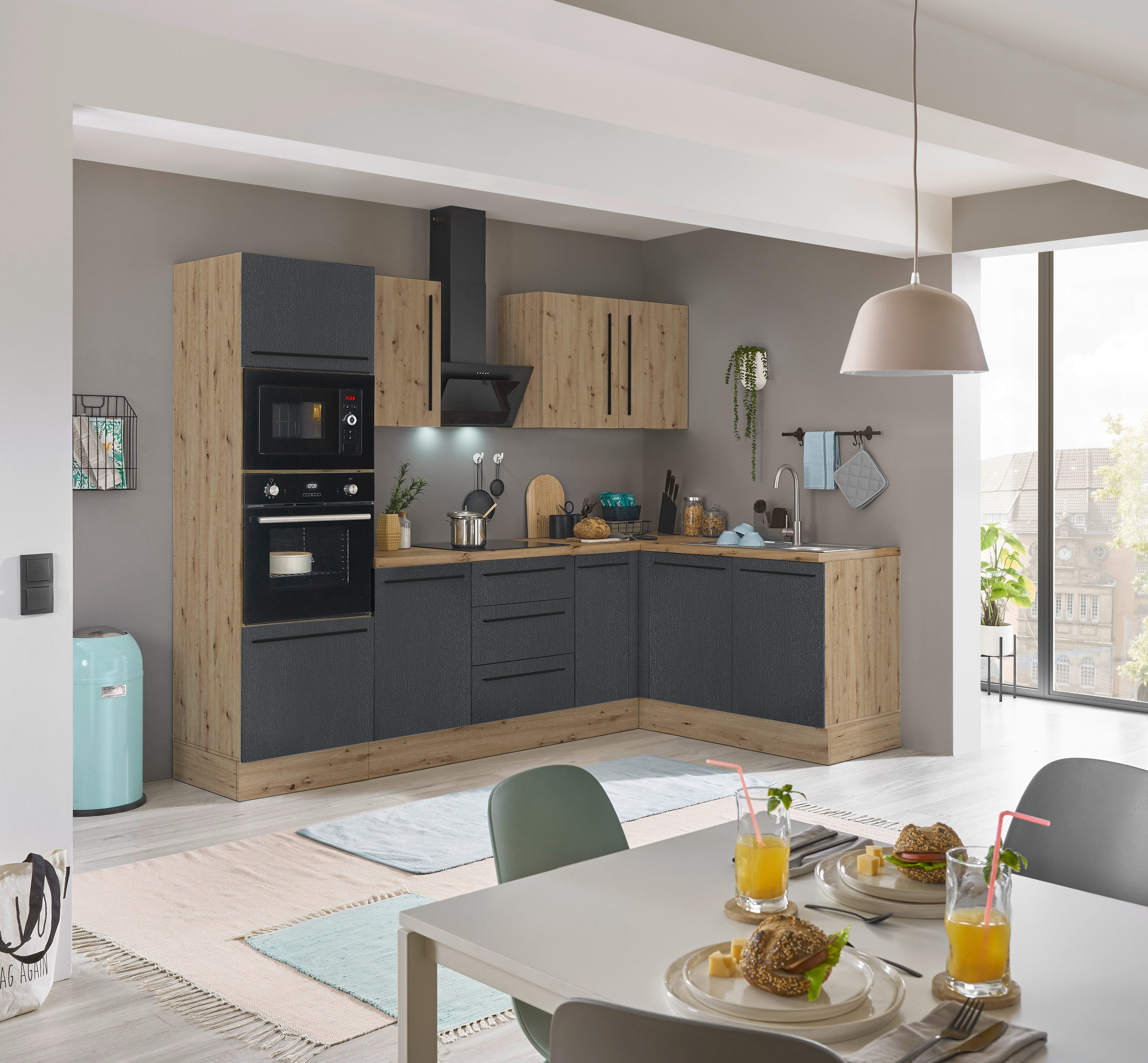 KOCHSTATION Winkelküche Florida, Stellbreite 270x165 cm, wahlweise mit E-Geräten, mit Softclose für Türen und Schubkästen