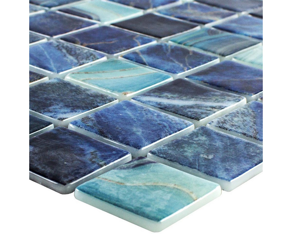 Mosafil Mosaikfliesen Glas Schwimmbad Pool Mosaik Fliesen Baltic 38x38 mm, Glas 31.600x31.600, blau-türkis, Punktverklebt - Frostsicher - Wasserdicht - Wasserfest - Rutschfest