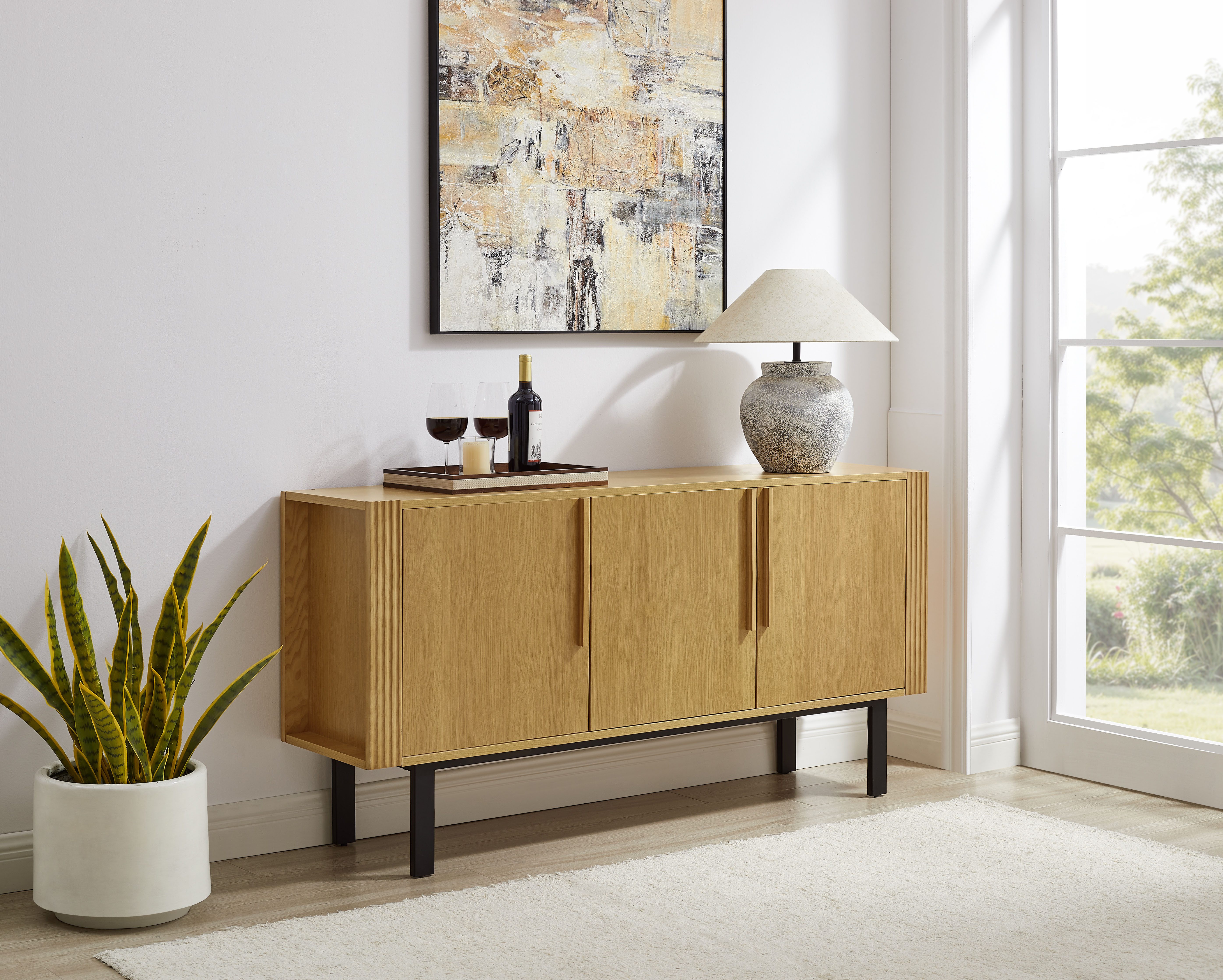 OTTO home Sideboard Stiven, Eukalyptus und Esche, kombiniert mit Melamin, MDF und ABS-Kunststoff