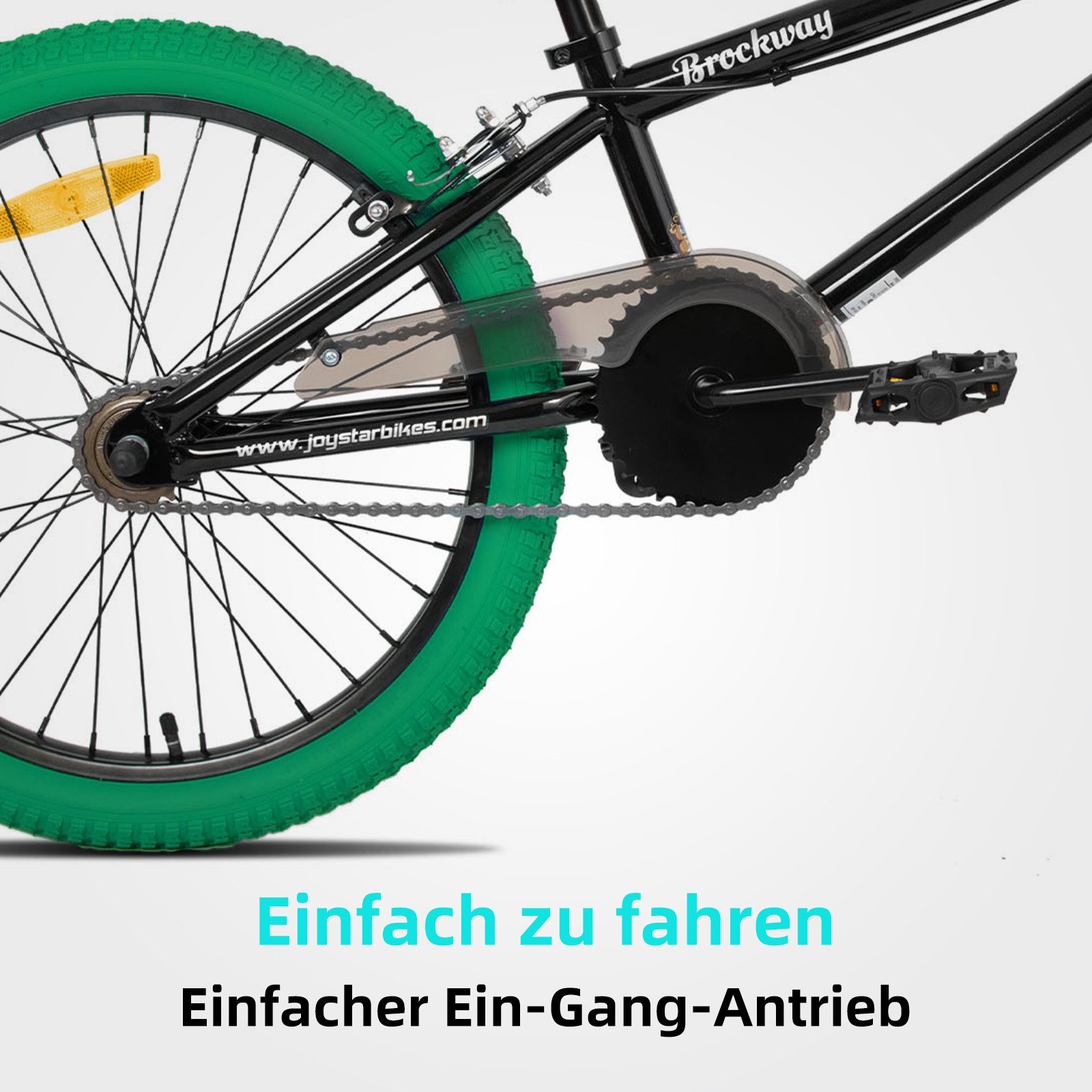 JOYSTAR Kinderfahrrad 20 Zoll BMX Fahrrad für Jungen Mädchen im Alter von 7-12 Jahren, Freestyle, Doppelbremsen, 2 pegs, Kettenschutz, Singlespeed