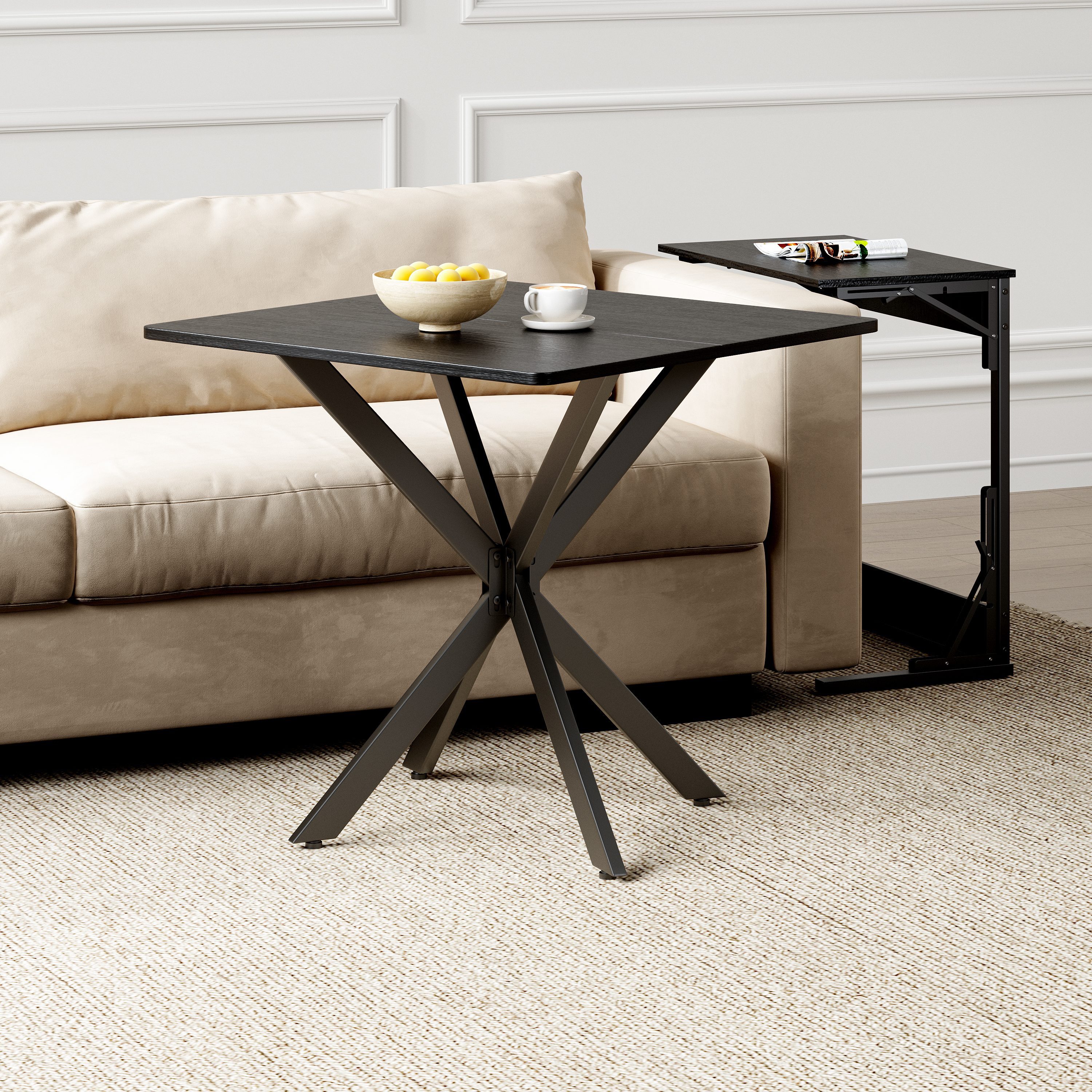 BlingBin Esstisch Küchentisch Quadratisch Esszimmertisch mit Spinnenfuß Kleiner Tisch (1 Stück, 1-St., 80 x 75 cm), für 2-4 Personen für Küche, Esszimmer und Wohnzimmer