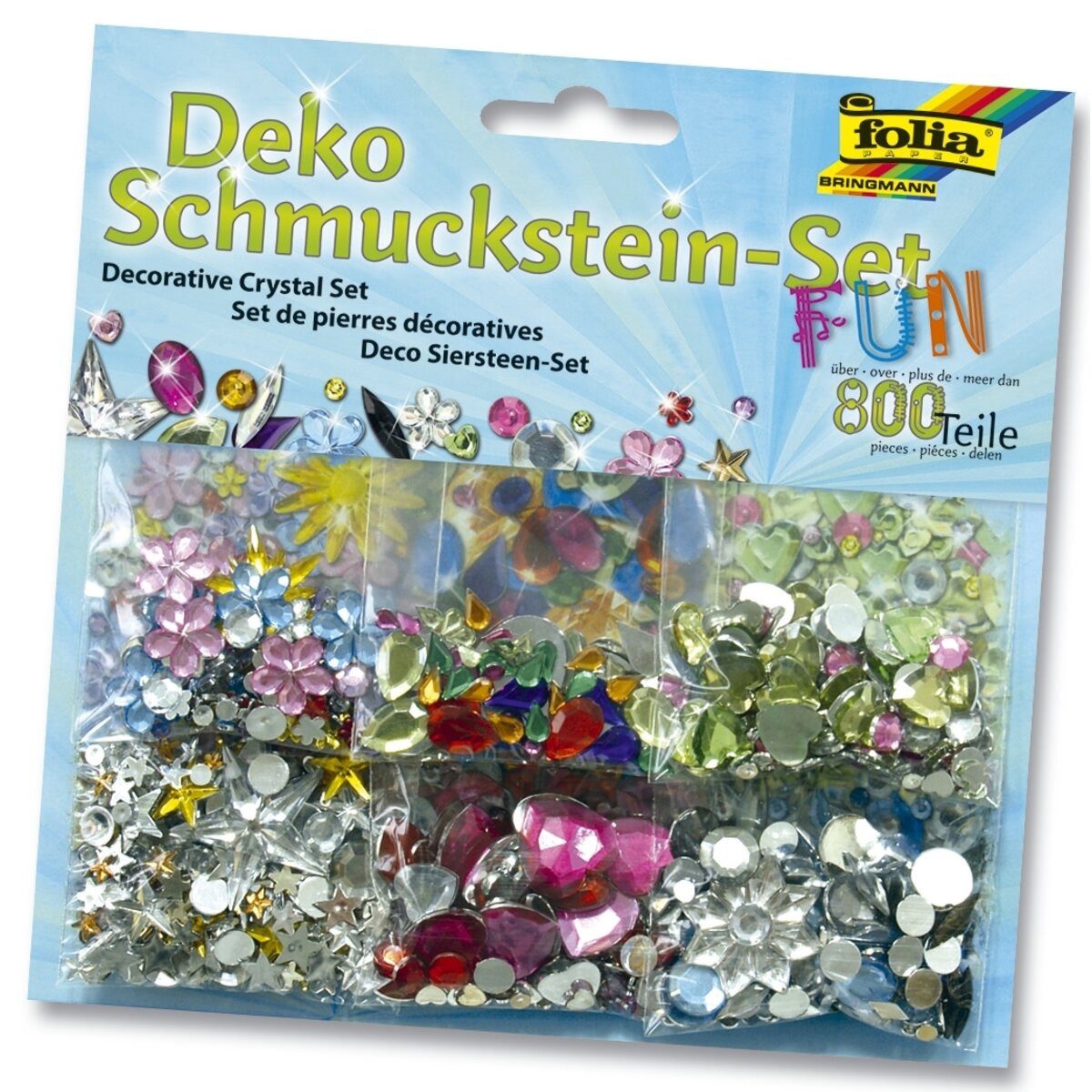 Folia Bastelfilz Schmuckstein-Set Fun - ca. 800 Teile Größen/Farben sortiert.