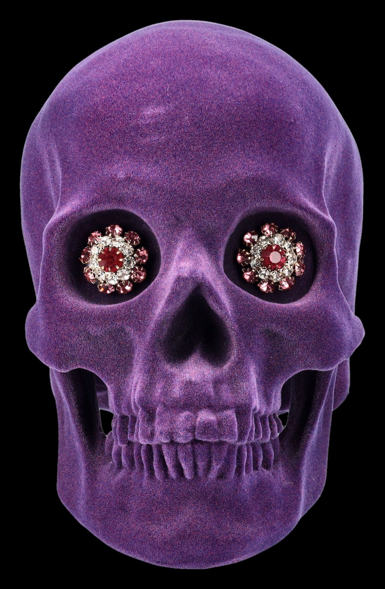 Figuren Shop GmbH Dekofigur Totenkopf Lila Velours - Jewelled Gaze - Fantasy Gothic Totenschädel