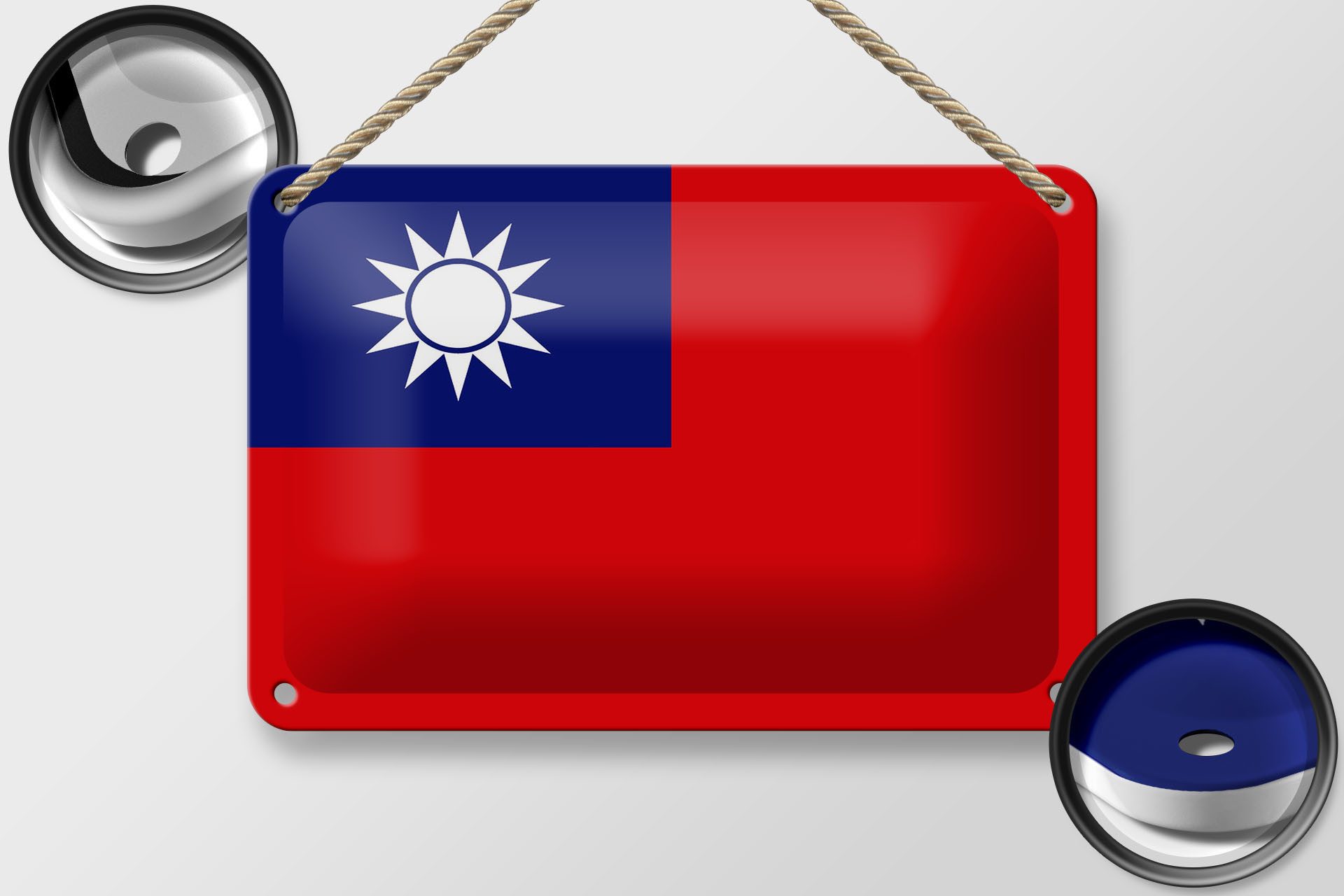 Femer GmbH Metallschild Flagge China 18x12cm flag of Taiwan, (1 St), gewölbte Oberfläche, abgerundete Ecken, umgeschlagene Kanten