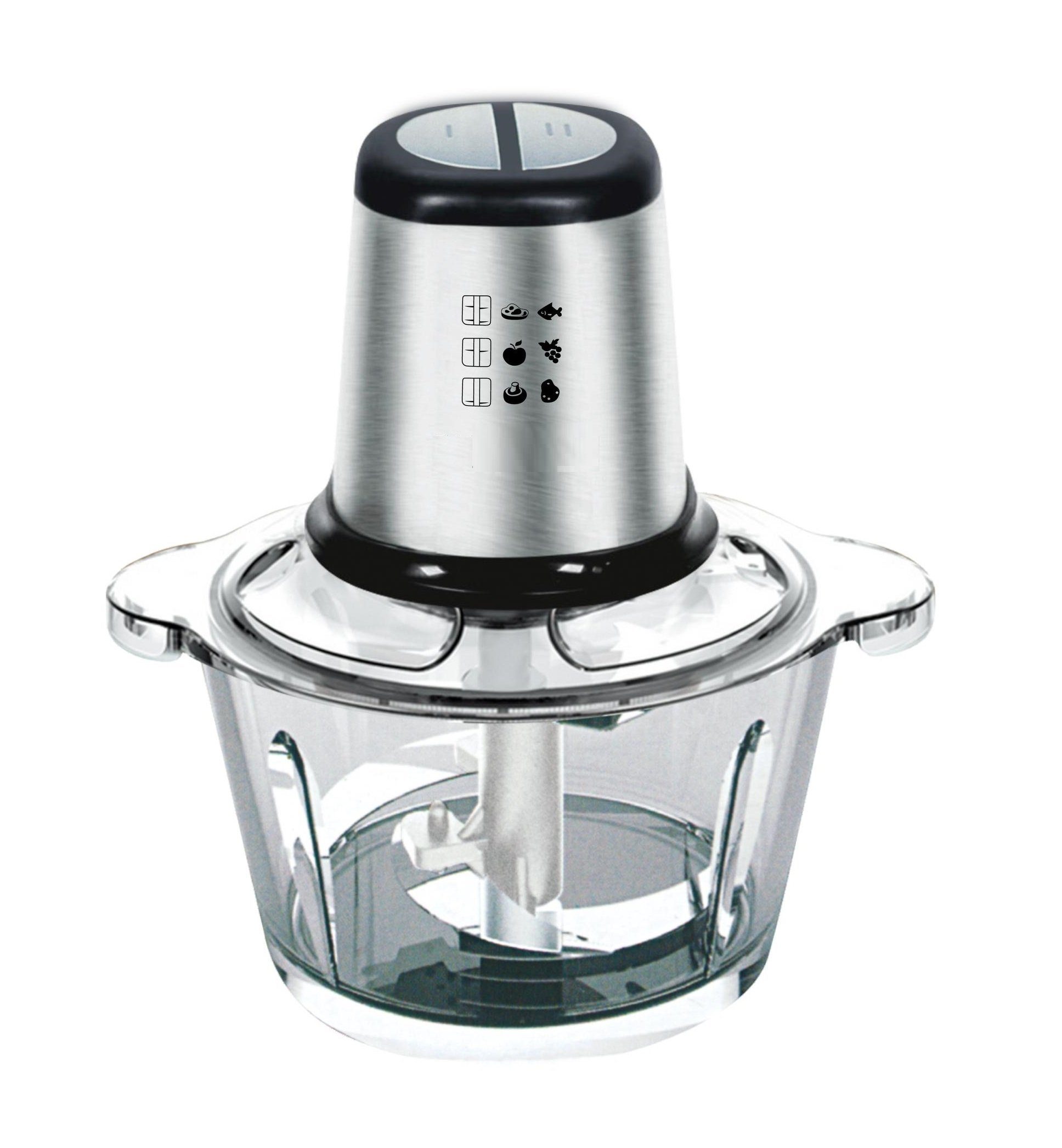 Zerkleinerer 500W 2L Fleischwolf Elektrischer Zerkleinerer Mixer Glasbehälter