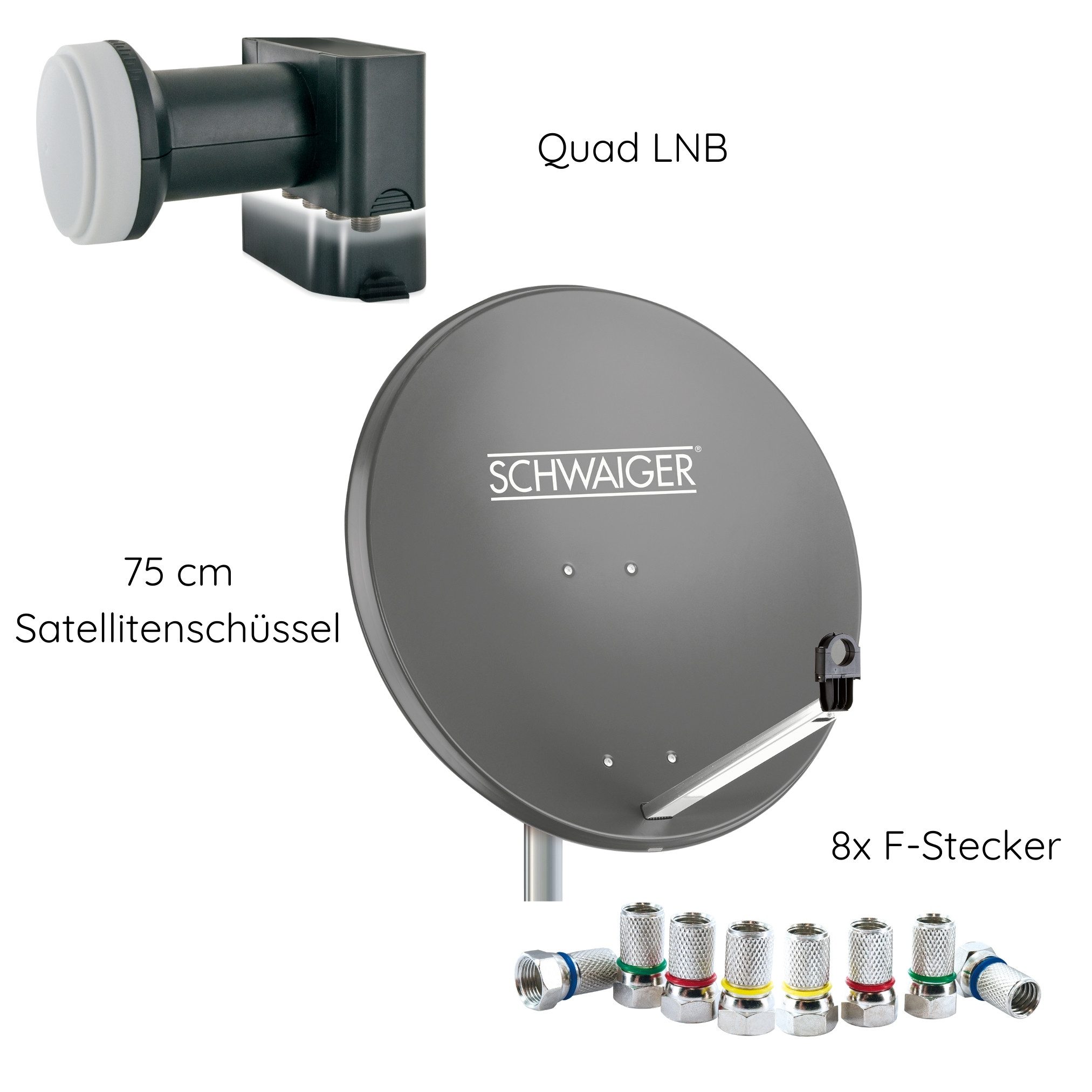 Schwaiger 714517 SAT-Antenne (75 cm, Stahl, Quad LNB, anthrazit)