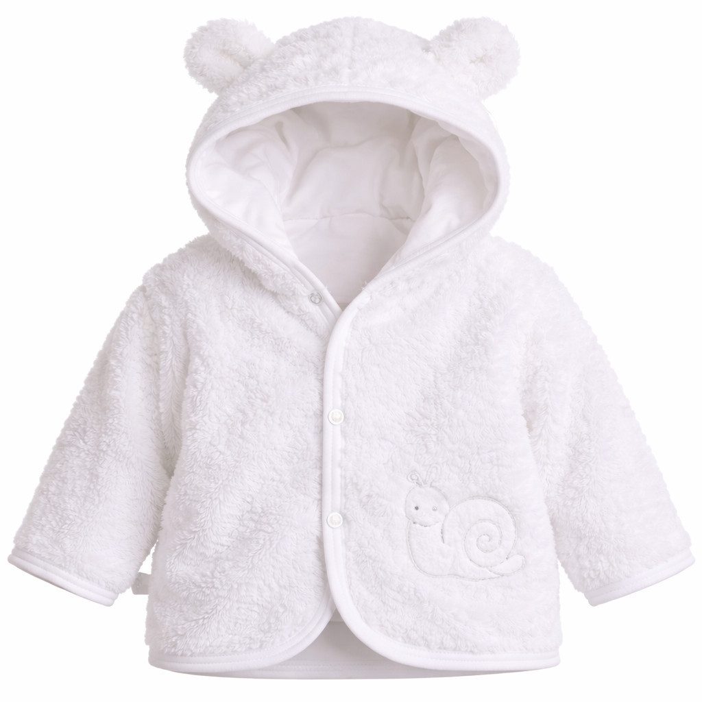 Fleecejacke Babyjacke Baby Jacke in Weiß aus weichem Fleece für Neugeborene