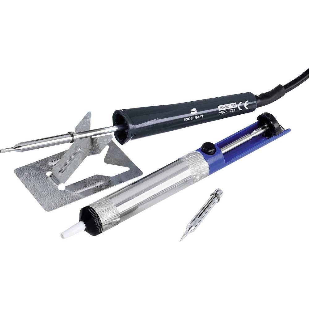 TOOLCRAFT Lötkolben Lötkolben Starter-Set 588292, inkl. Ablage, inkl. Entlötsaugpumpe