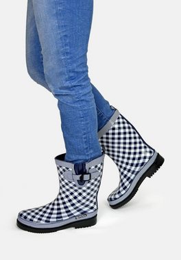 MADSea Checkered Gummistiefel dunkelblauer karierter Stiefel mit Deko-Schnalle
