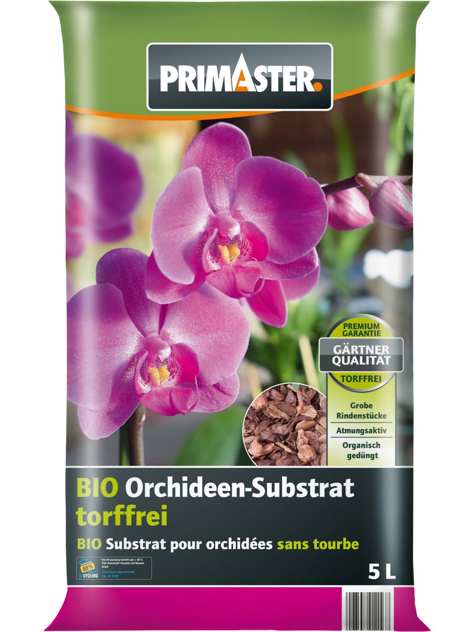 Primaster Spezialerde Primaster Bio Orchideensubstrat torffrei 5 L, Torffrei
